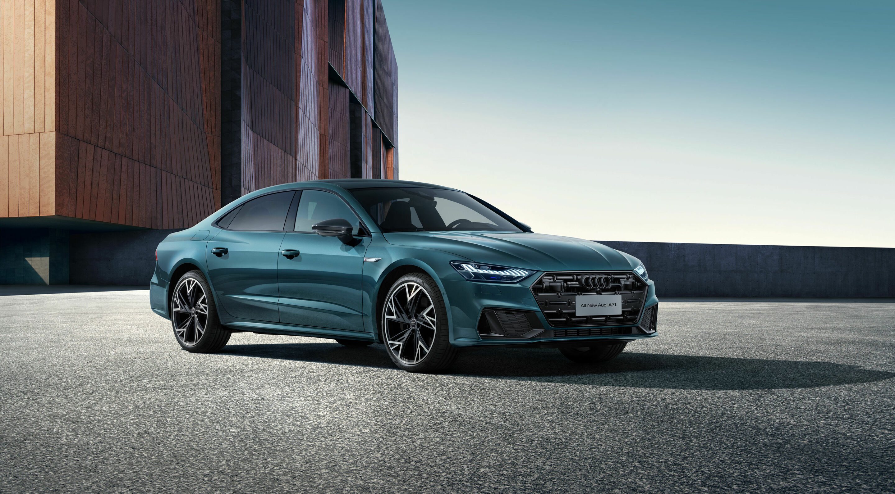 Audi A7L - Standaufnahme,
Farbe: Avalongrün Metallic