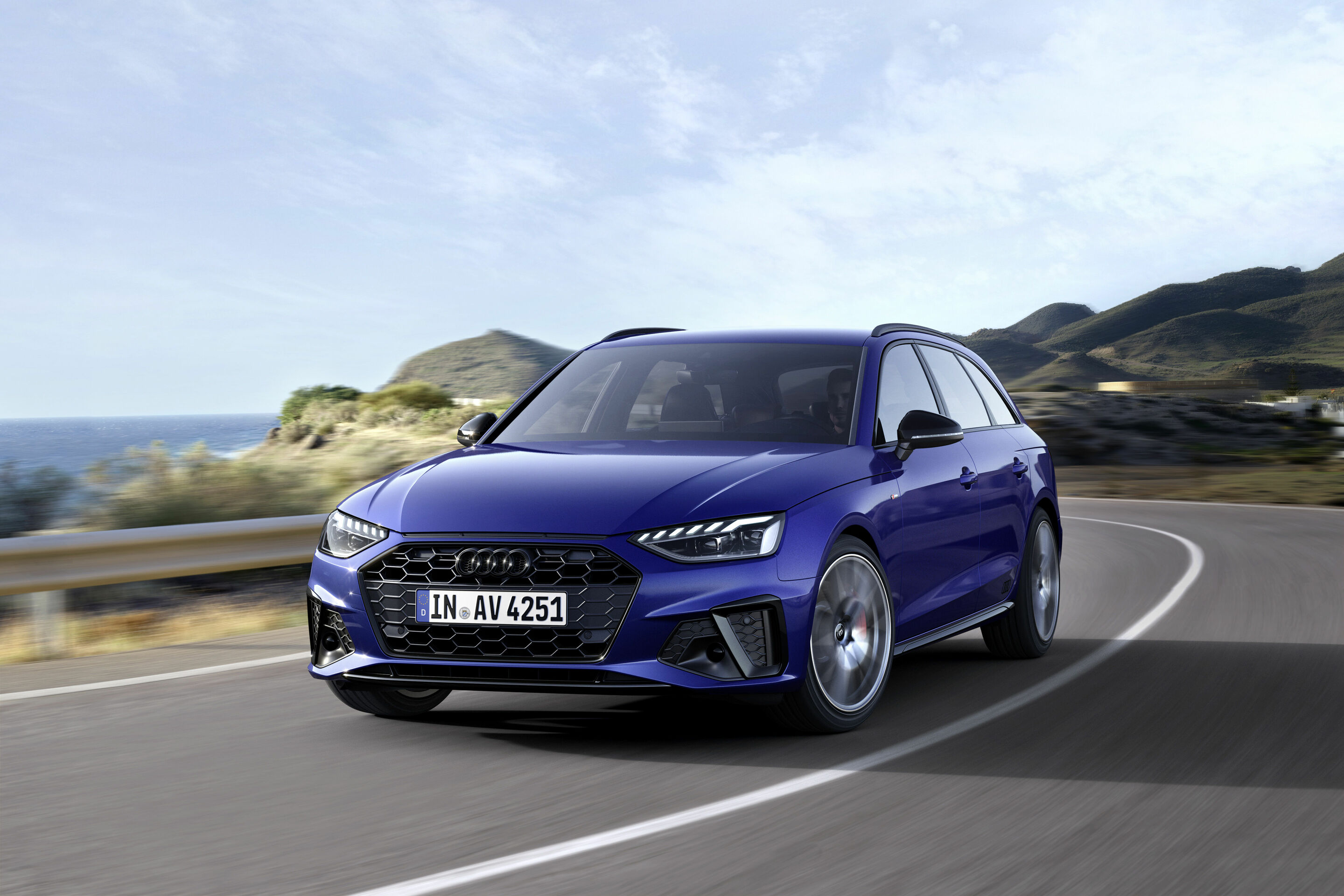Audi A4 Avant S line competition plus  (2021) - Dynamic photo;
Color: Navarra Blue Metallic