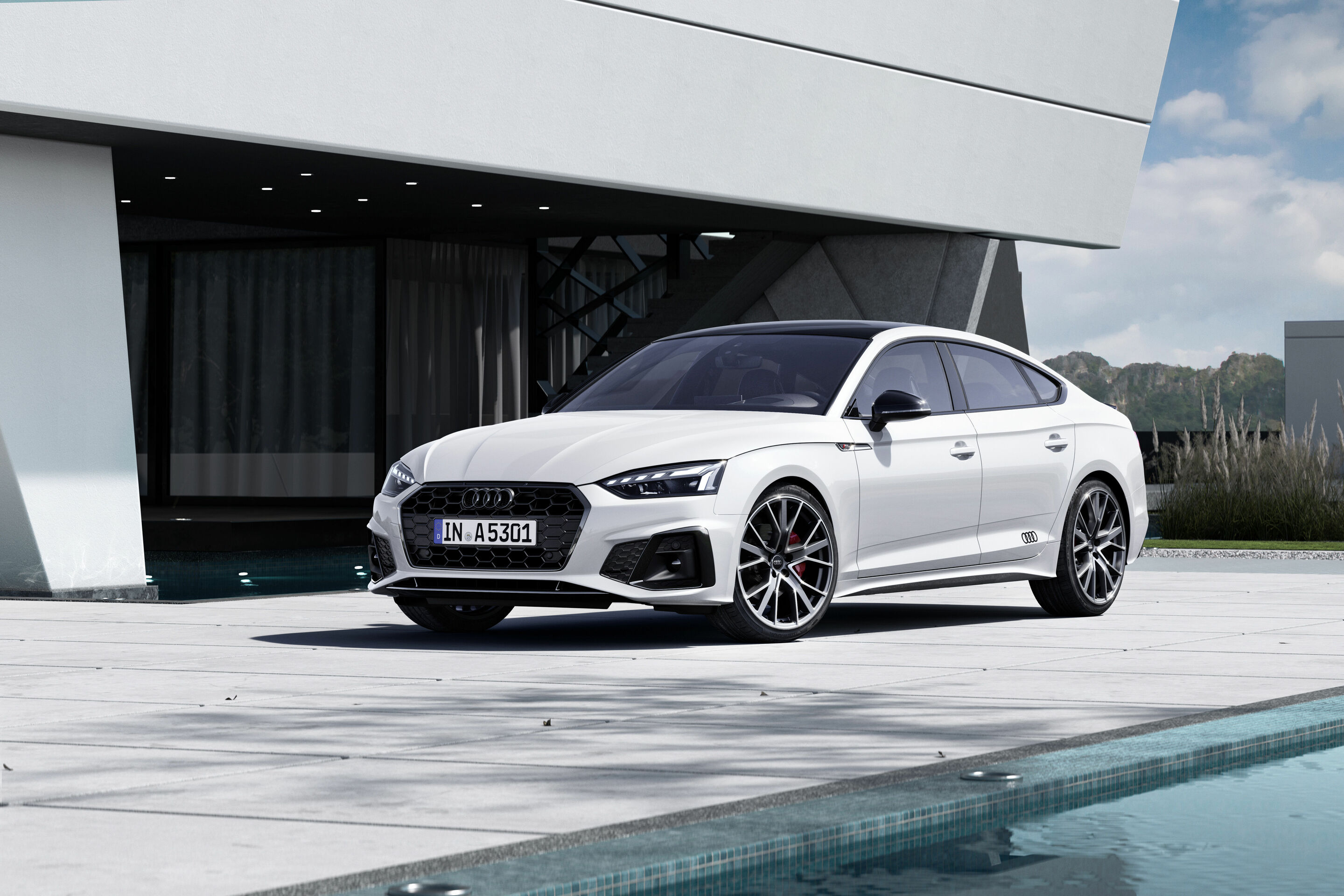 Audi A5 Sportback S line competition plus (2021) - Static photo;
Color: Glacier White Metallic