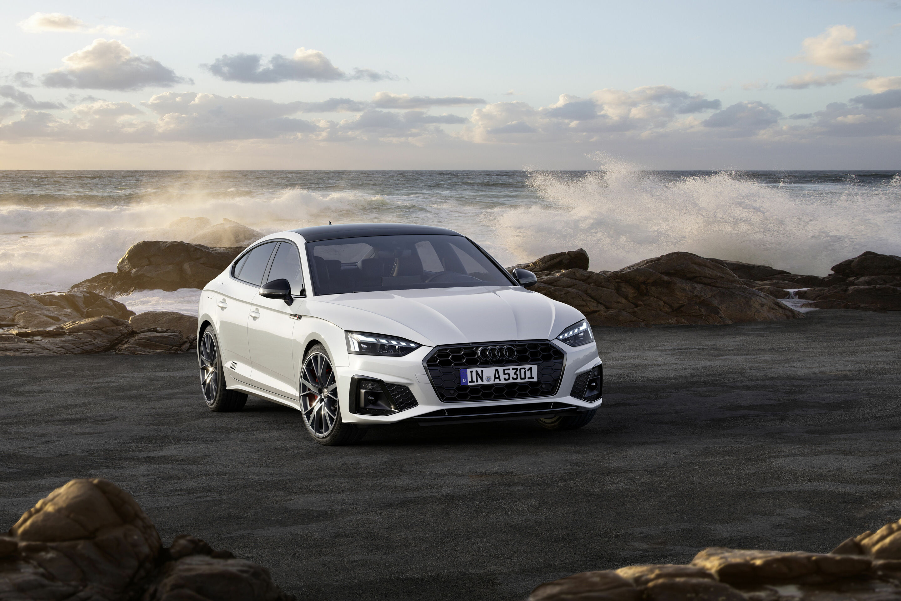 Audi A5 Sportback S line competition plus (2021) - Static photo;
Color: Glacier White Metallic