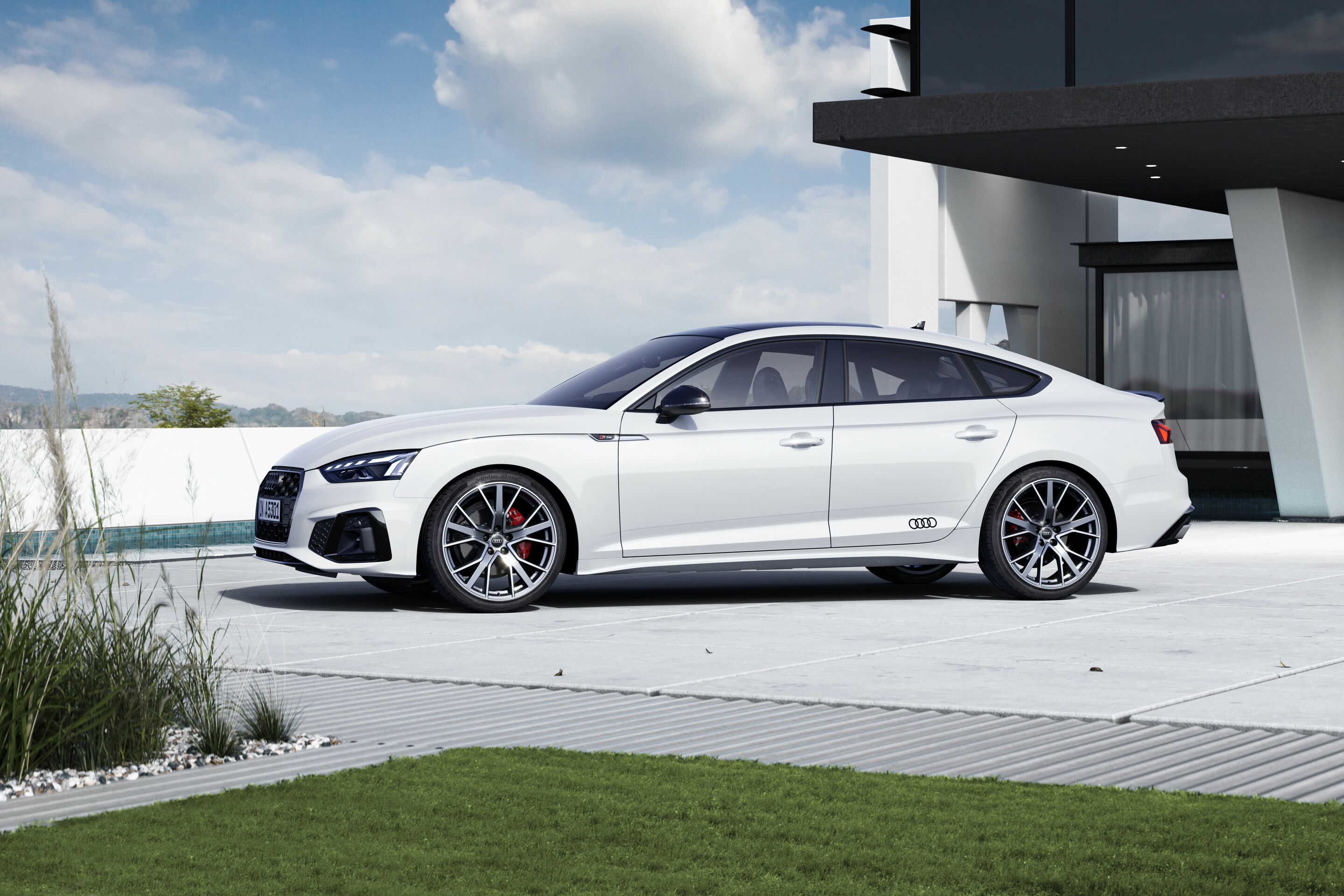 Audi A5 Sportback S line competition plus (2021) - Static photo;
Color: Glacier White Metallic