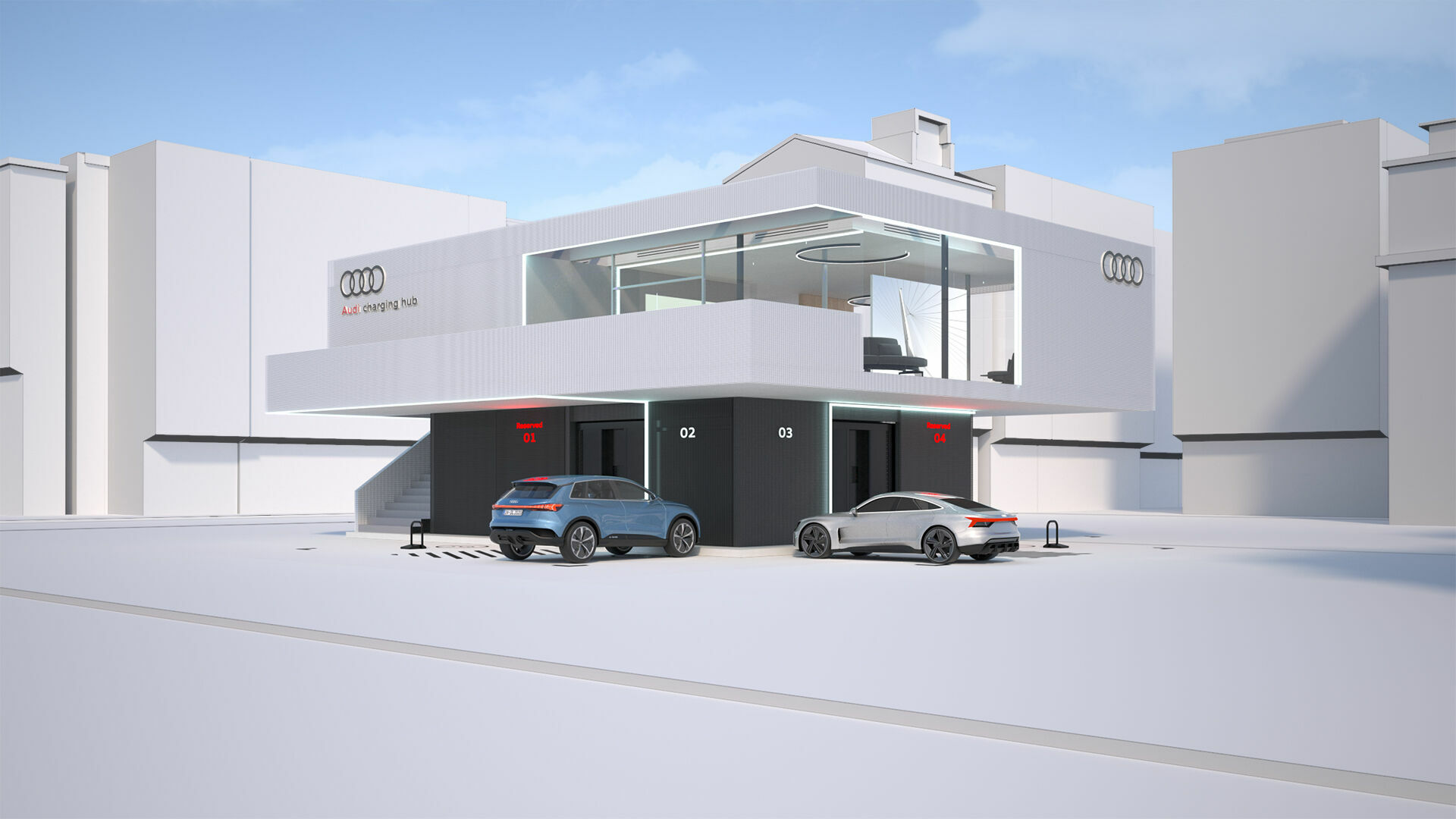 Illustration - Audi pilotiert Konzept für Schnellladen - Audi charging hub