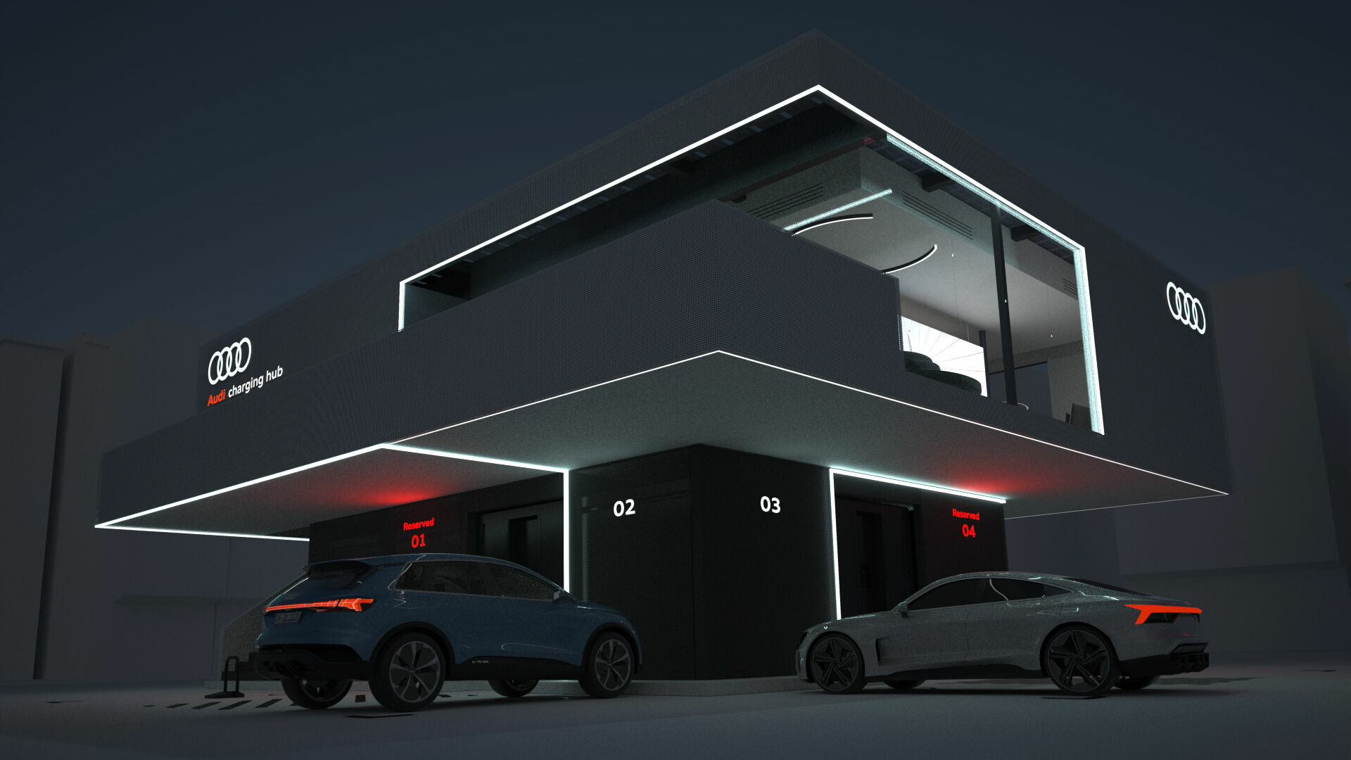 Illustration - Audi pilotiert Konzept für Schnellladen - Audi charging hub