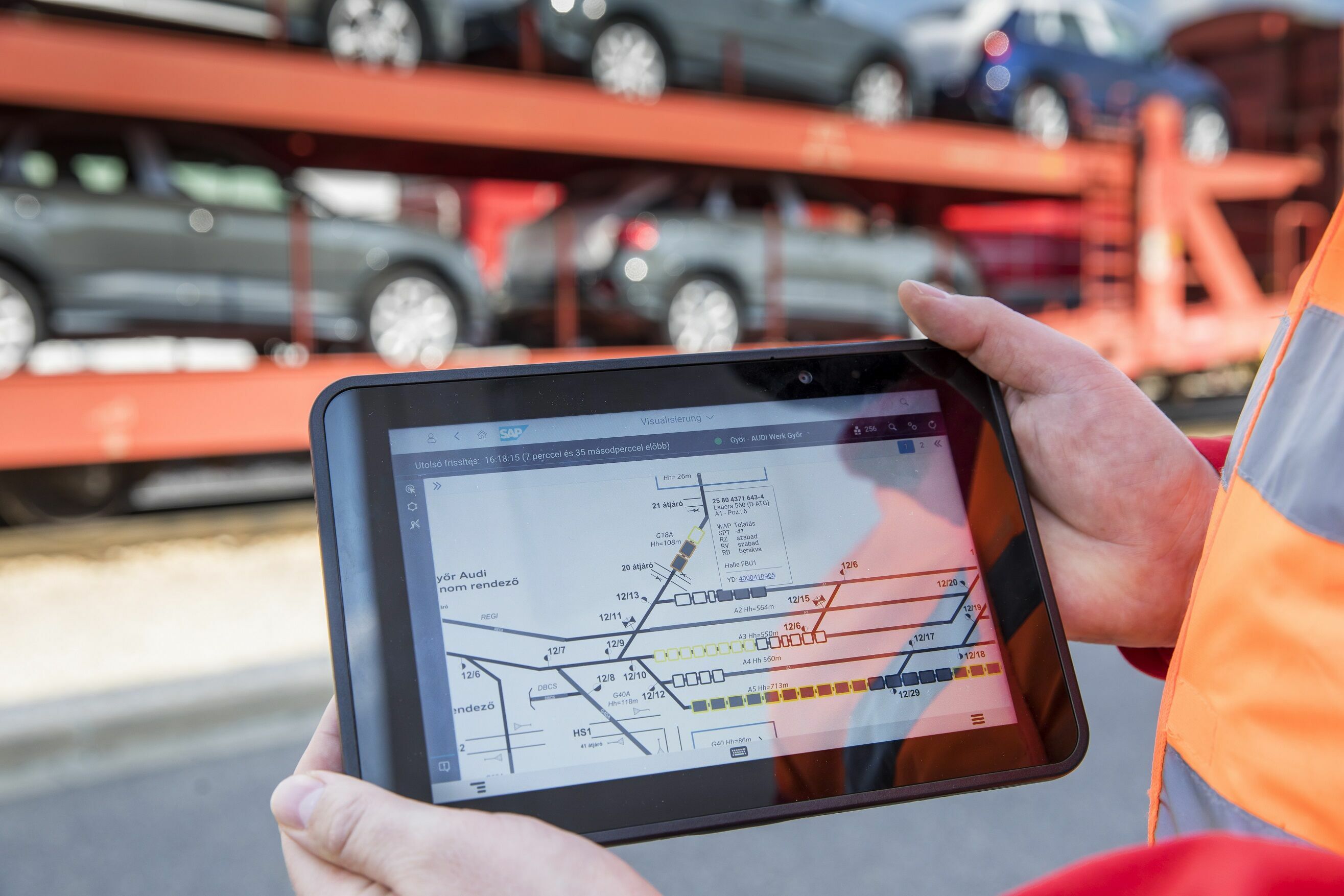 The Train Won't Wait: An Efficient Railway Control System at Audi Hungaria - Status tracking is possible through tablet devices installed on the locomotives.