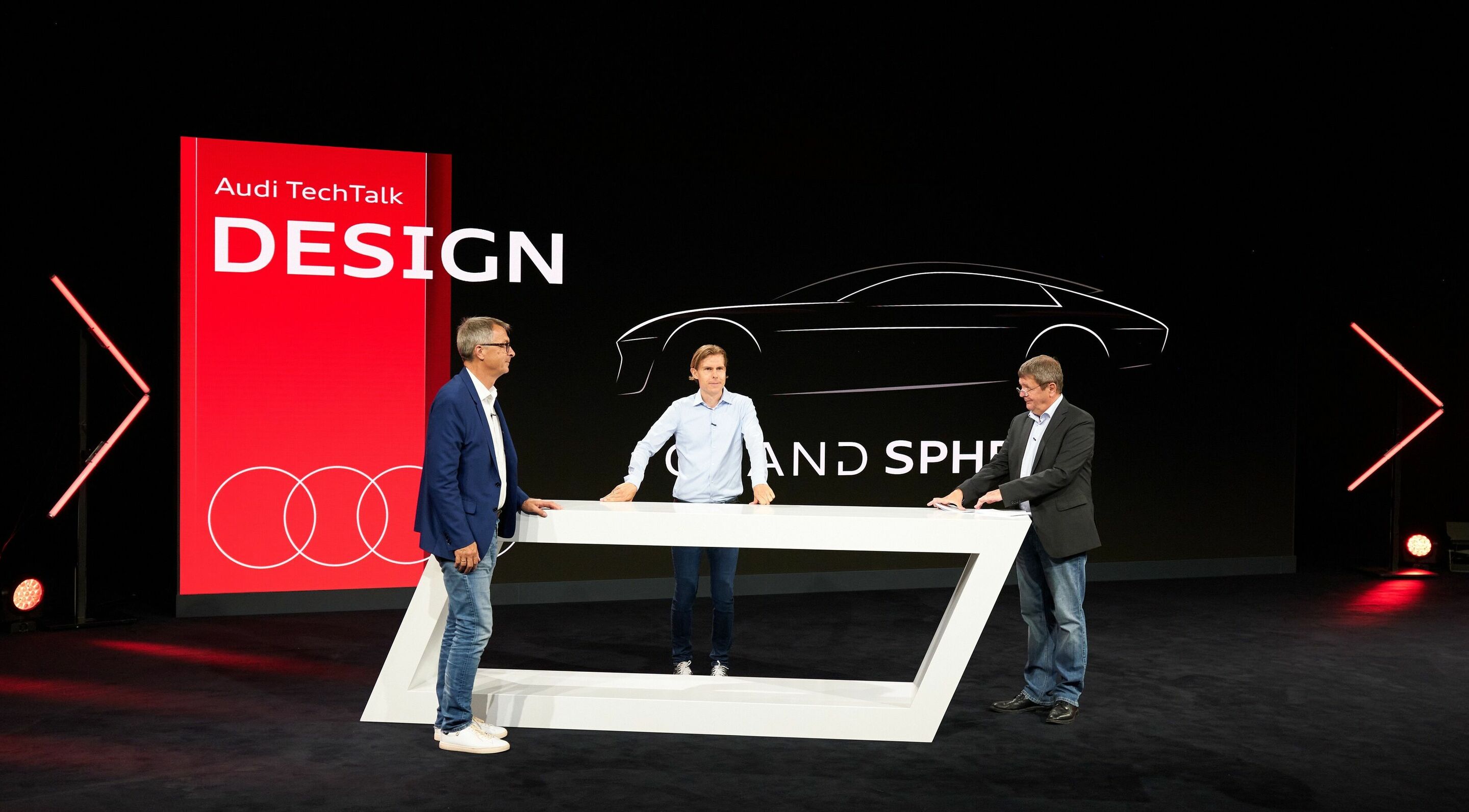 Audi TechTalk Design - Norbert Weber, Head of Design Interior; Philipp Römers, Head of Design Exterior and Josef Schlossmacher, Communications Product and Technology.