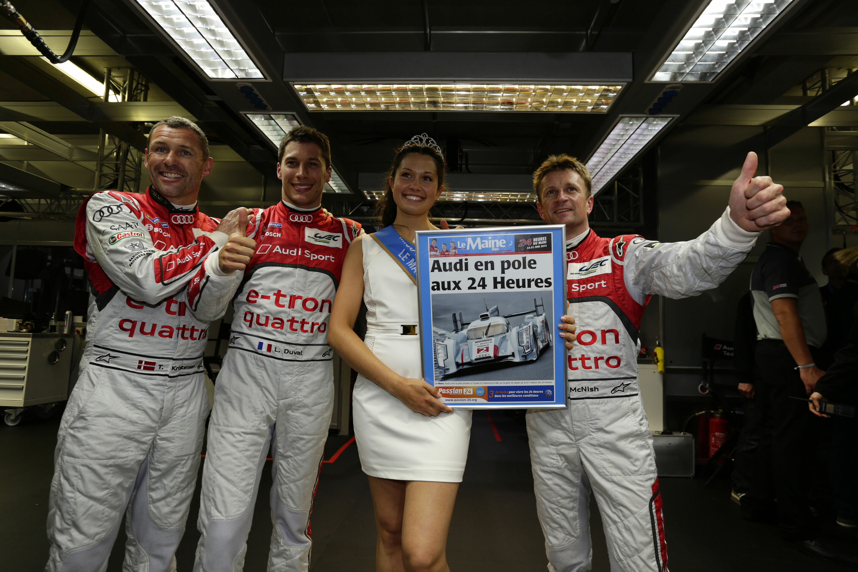 All Audi cars in front at Le Mans - The squad of the number ‘2’ Audi R18 e-tron quattro decided the battle for the top spot on the grid in its favor. The fastest time of 3m 22.349s, which Loïc Duval had achieved right at the beginning of the first qualifying...