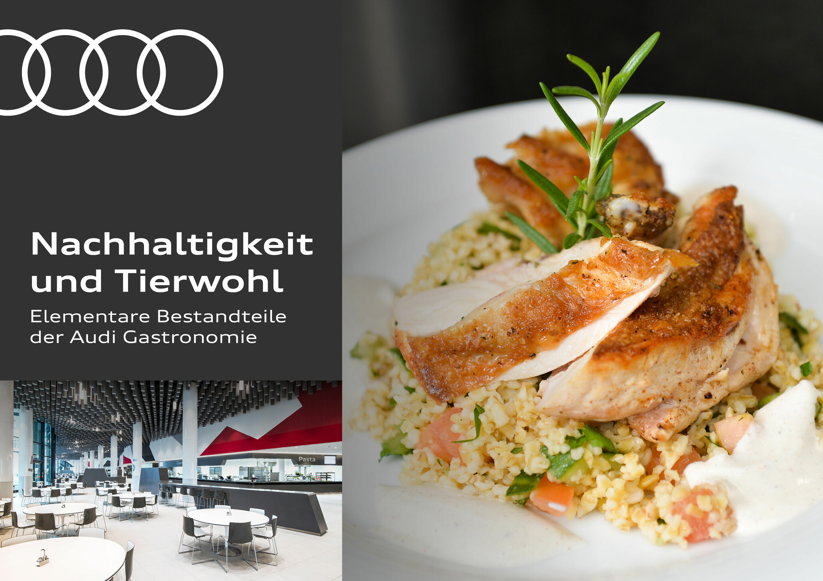 Nachhaltigkeit und Tierwohl als elementare Bestandteile der Audi Gastronomie - Als erster Automobilhersteller ist Audi nun der Europäischen Masthuhn-Initiative beigetreten. Damit verpflichtet sich Audi in Deutschland, für seine Betriebsrestaurants ab...