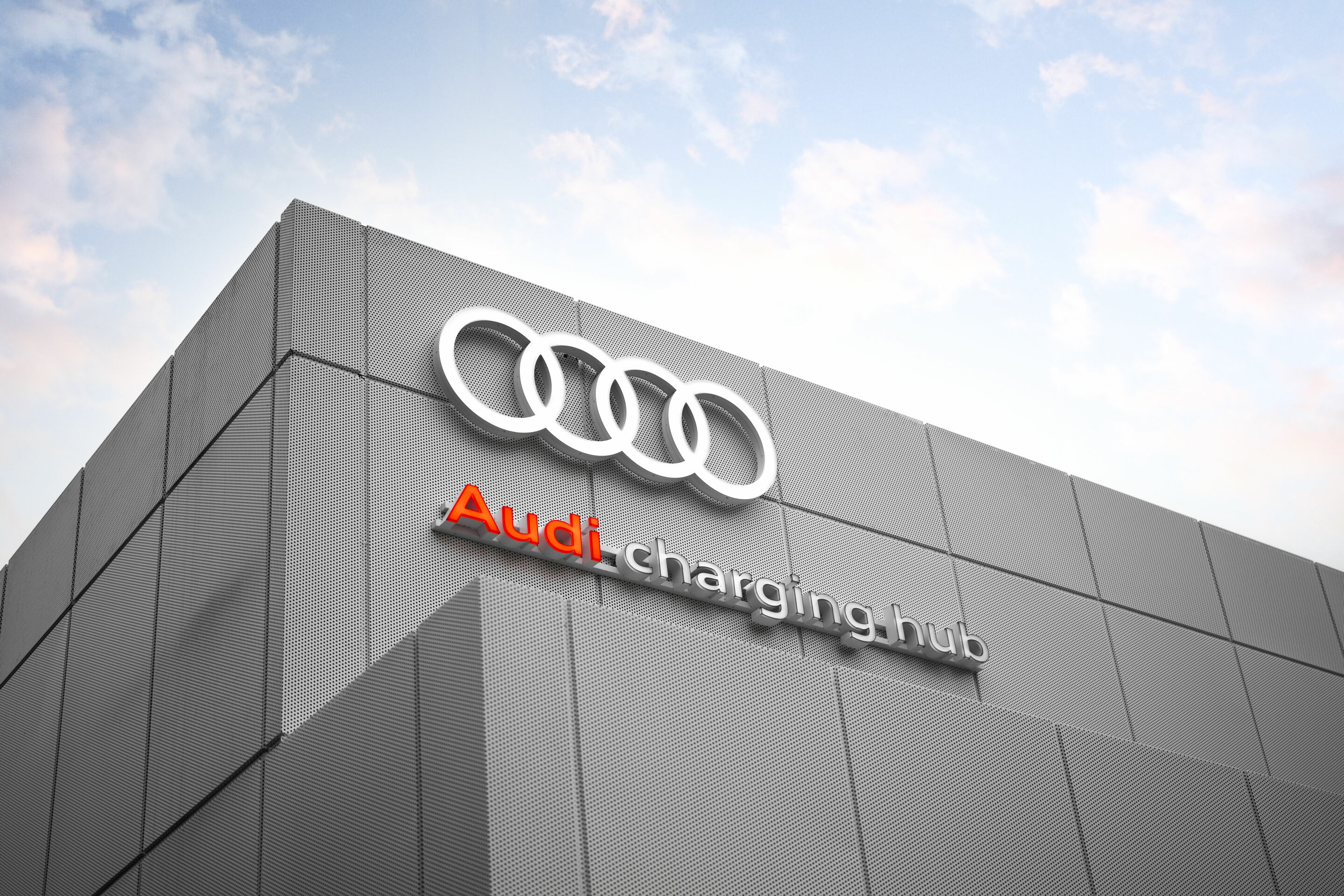World first: start of the Audi charging hub as an urban quick-charing concept - Audi charging hub