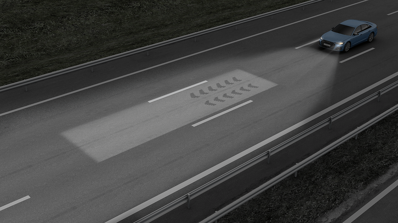 Illustration - Audi A8 - Lane light including orientation light with direction indicator lighting on highways