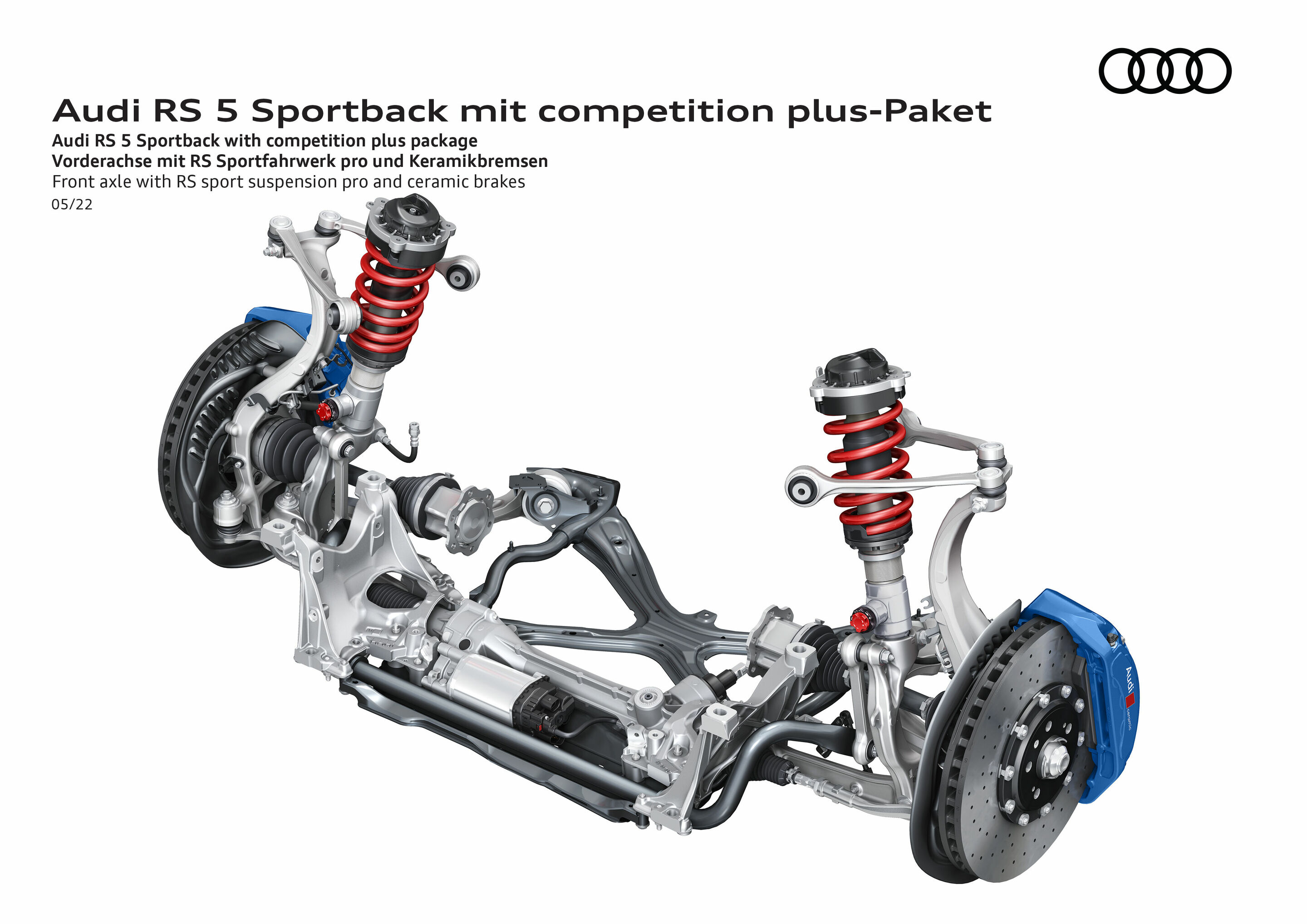 Illustration - Audi RS 5 Sportback mit competition plus-Paket - Vorderachse mit RS Sportfahrwerk pro und Keramikbremsen