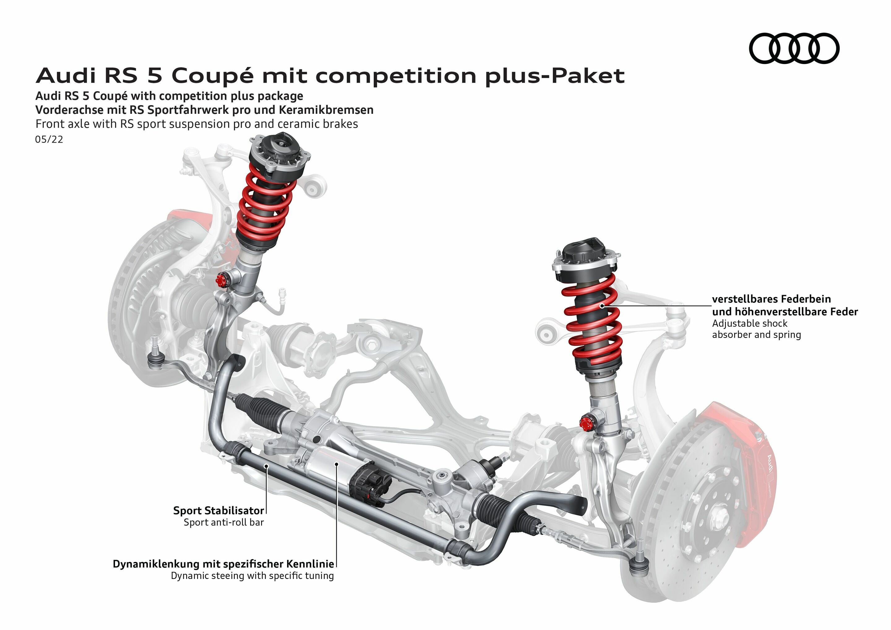 Illustration - Audi RS 5 Coupé with competition plus package - Front axle with RS sport suspension pro and ceramic brakes