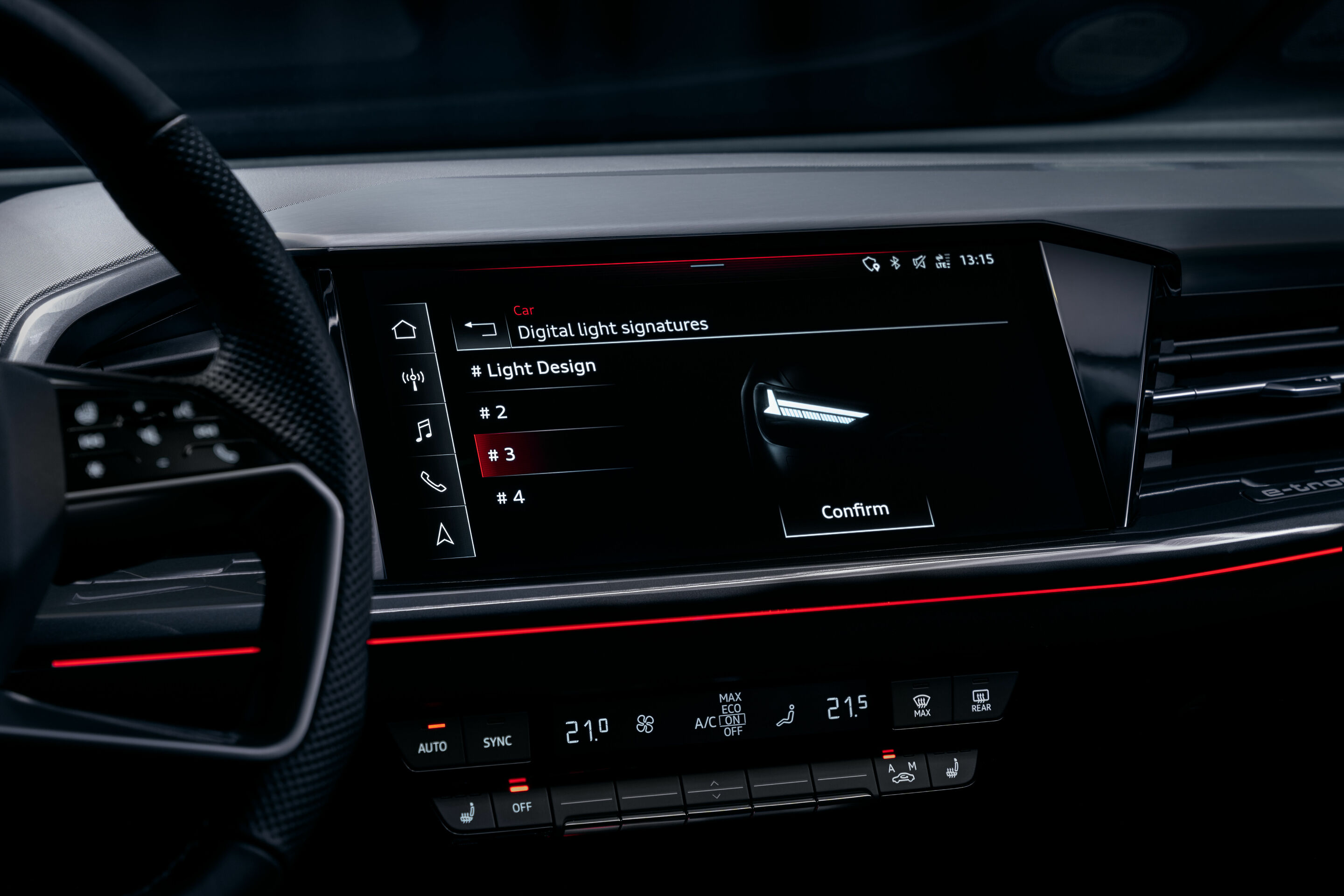 TechDay Digital Light - Digitale Tagfahrlichtsignaturen wählbar im MMI (Audi Q4 e-tron Sportback)