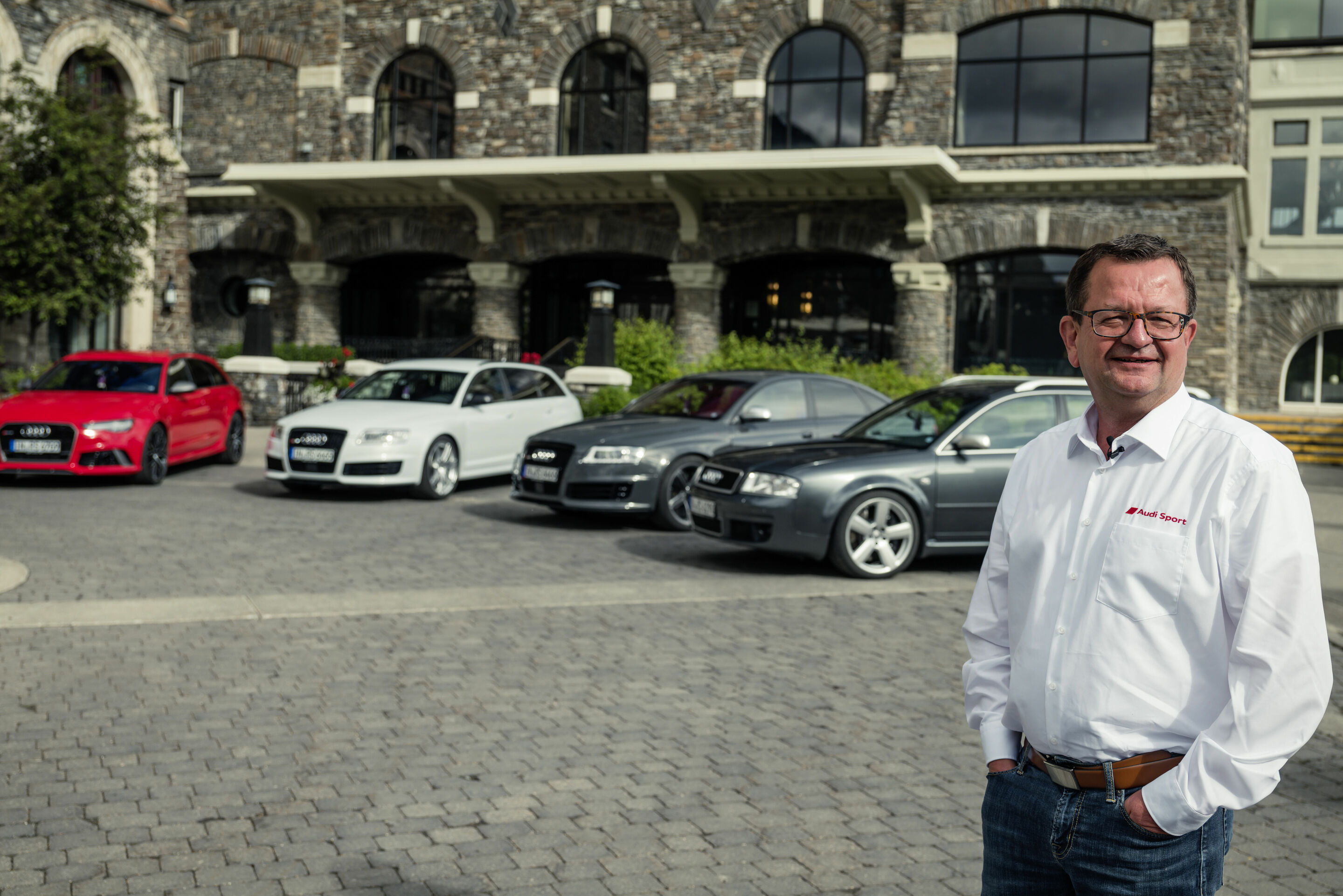 20th anniversary Audi RS 6 - Stephan Reil, Head of Research&Development Neckarsulm
Static photo
Misano red  (since 2019), Inuit white (2008 - 2011),  Sedan Nimbus grey (2008 - 2011), Daytona grey (2002 - 2004)