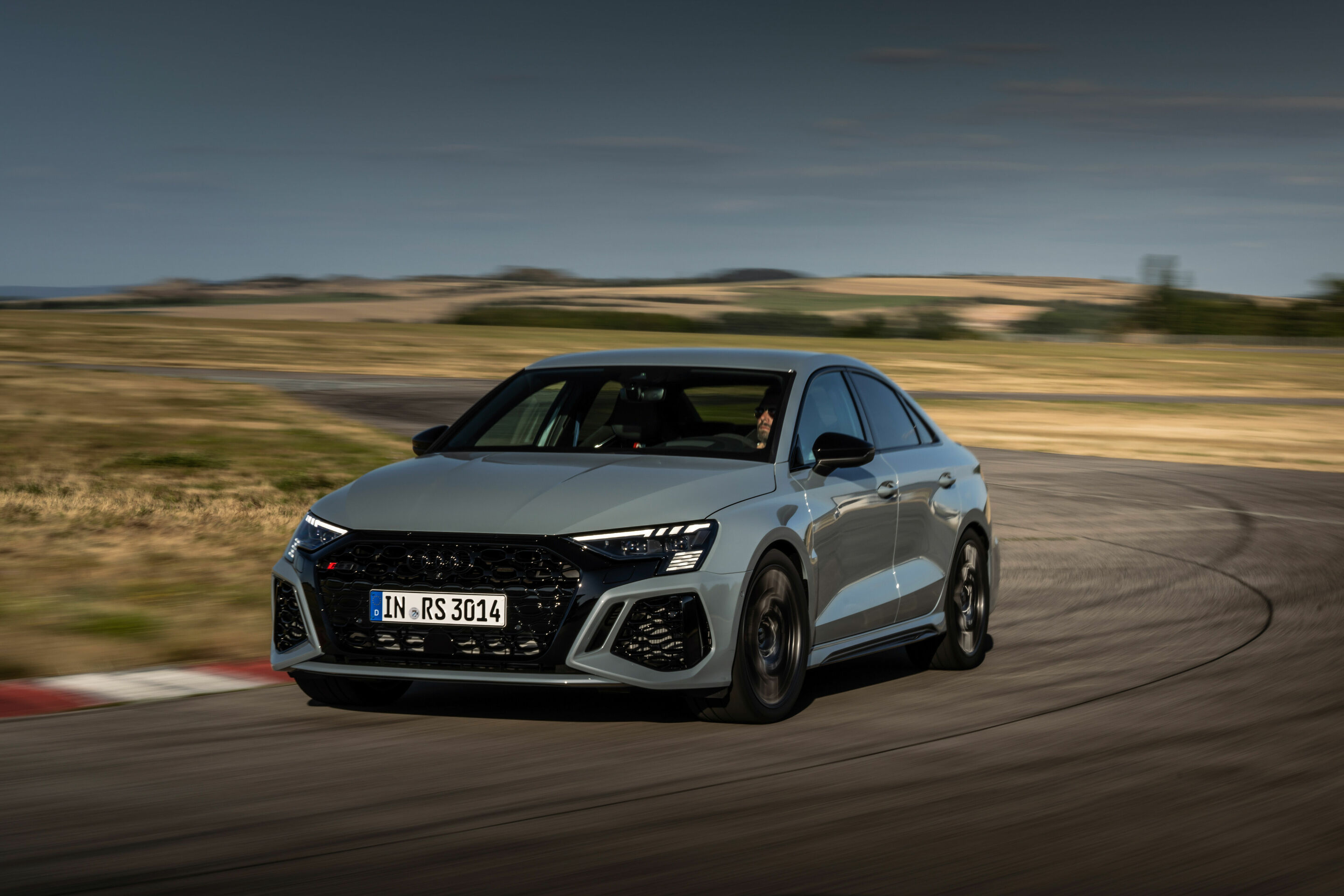 Audi RS 3 Sedan performance edition - Dynamic photo, Colour: Arrow Gray, Pearl Effect