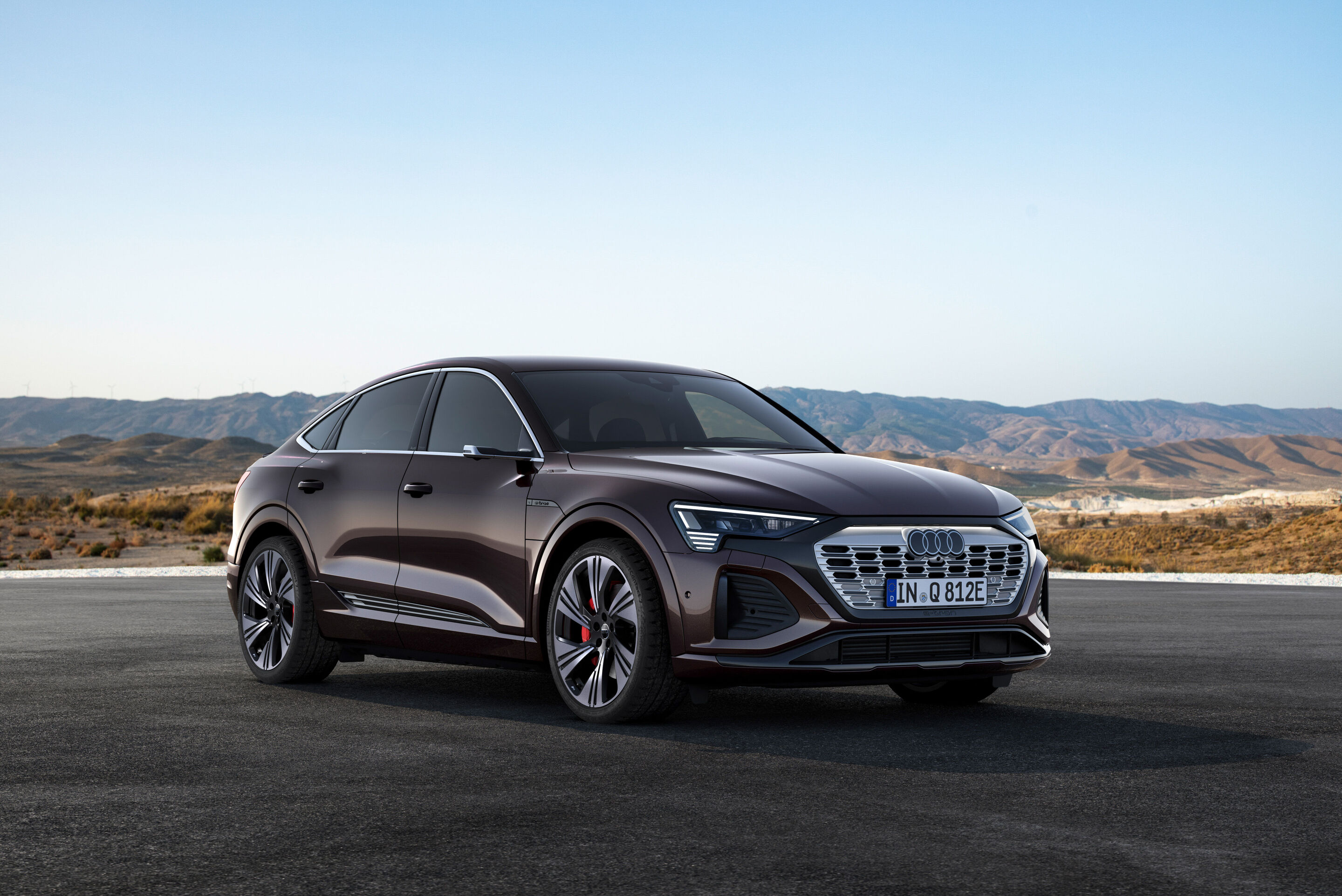Audi Q8 Sportback 55 e-tron quattro (until 2025) - Static photo, Colour: Madeira Brown metallic.