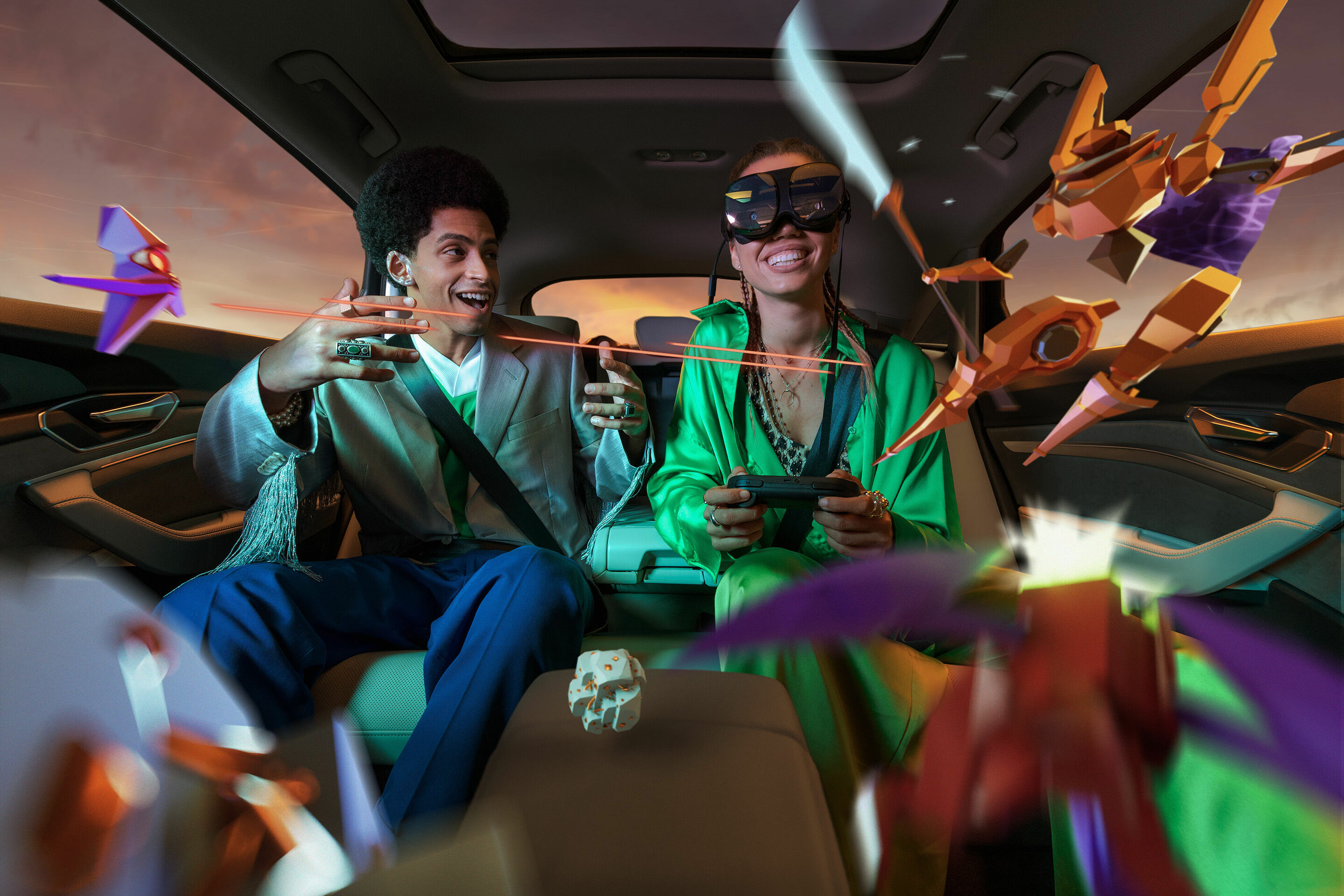 holoride´s cutting edge in-car entertainment platform launches for select Audi models - holoride technology transforms cars into mobile theme parks using real-time vehicle motion data combined with a brand-new media category.
Using virtual-reality glasses...