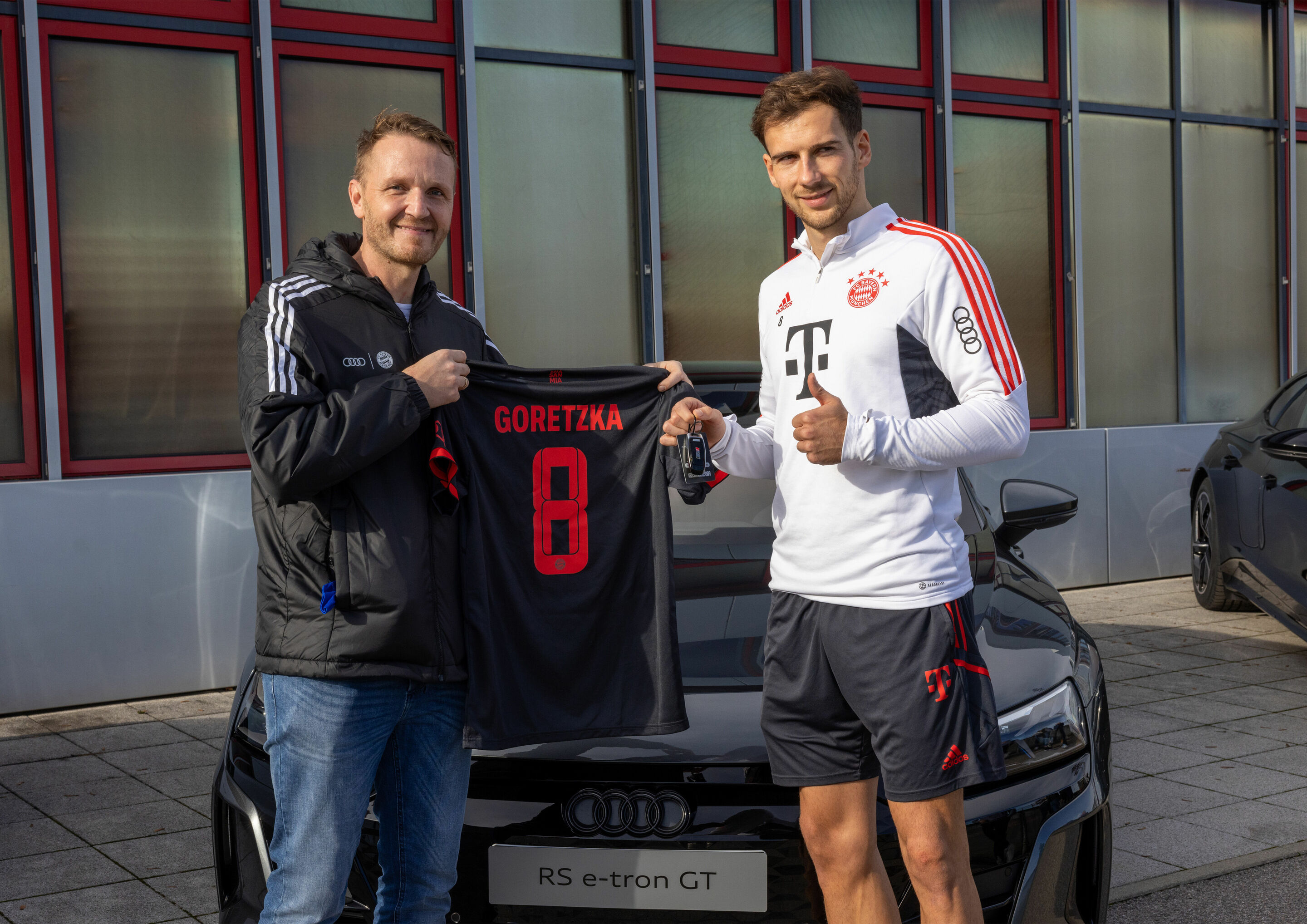 Audi vehicle handover - Handover of the cars to the players of FC Bayern München with German international Leon Goretzka.