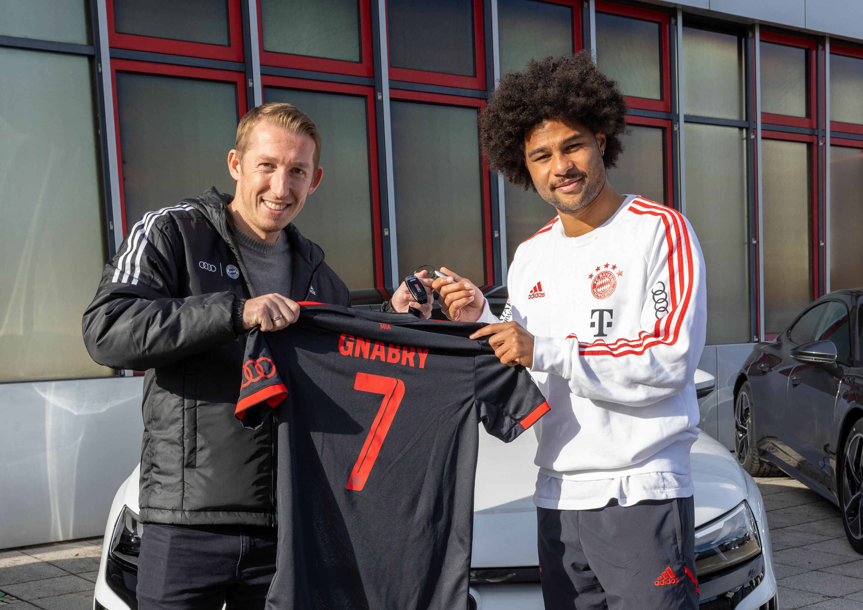 Audi vehicle handover - Handover of the cars to the players of FC Bayern München with German international Serge Gnabry.