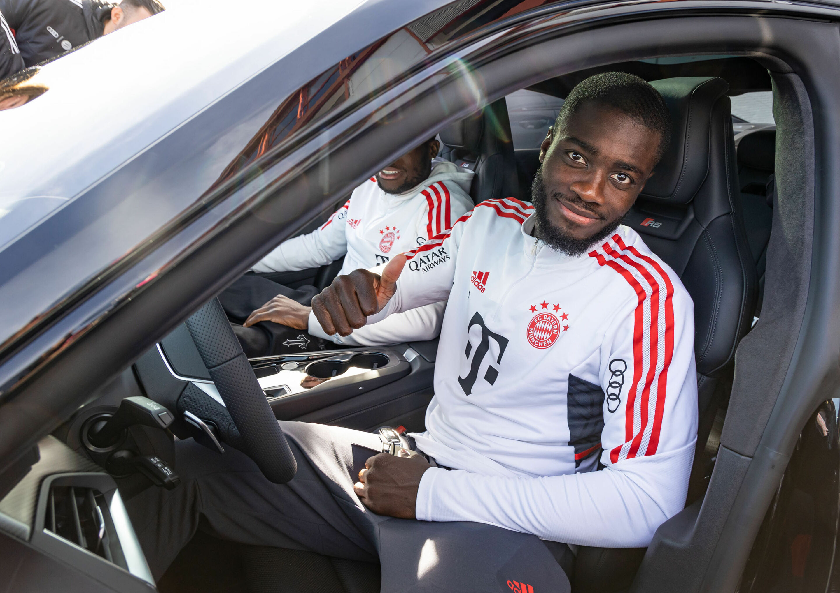 Audi vehicle handover - FC Bayern’s Dayot Upamecano during the vehicle handover at Säbener Straße.