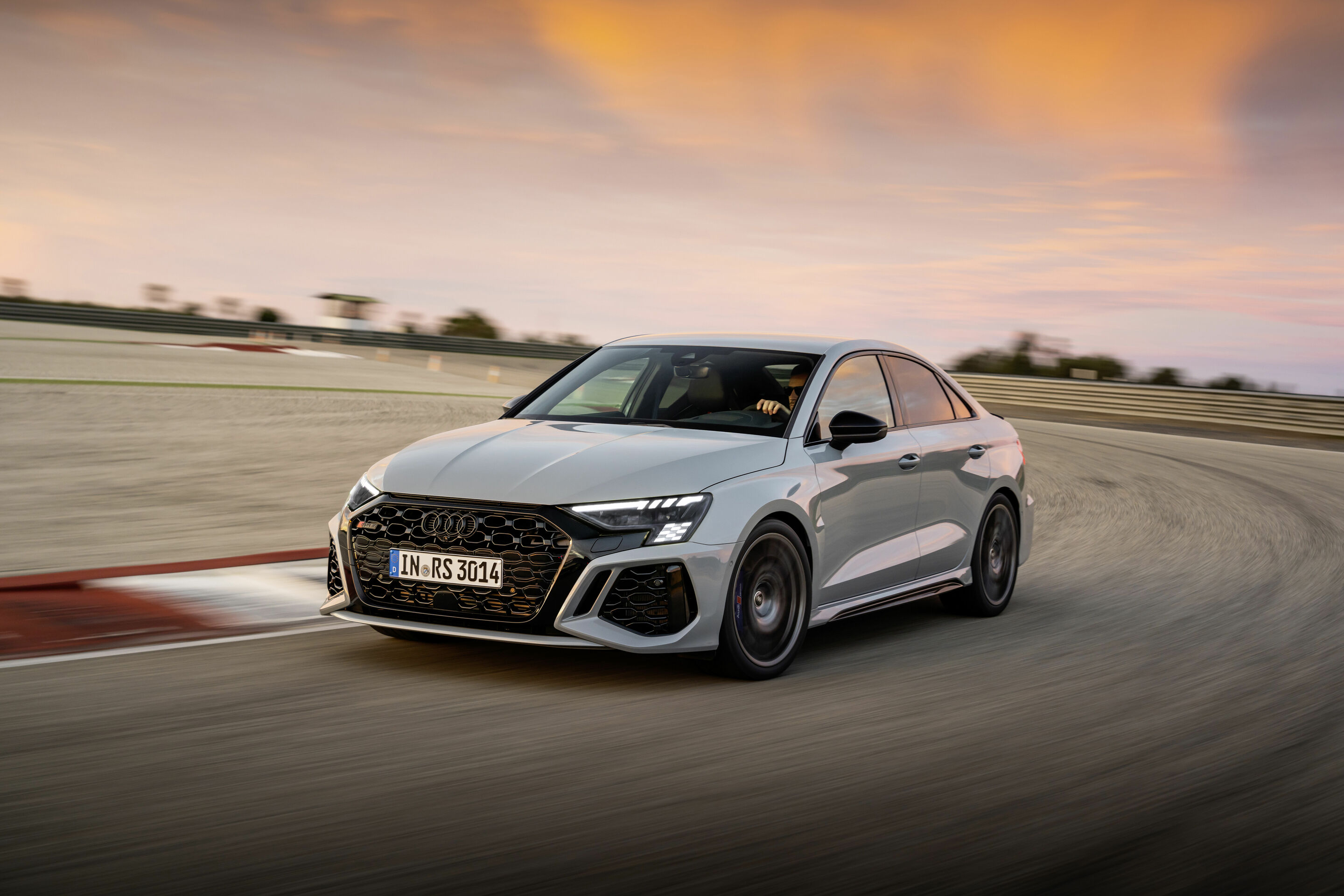 Audi RS 3 Sedan performance edition - Dynamic photo, Colour: Arrow Gray, Pearl Effect