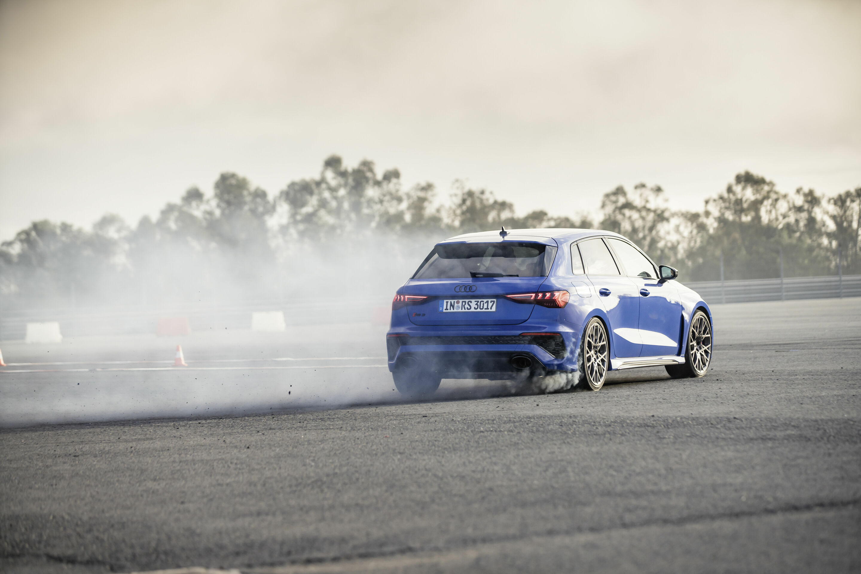 Audi RS 3 Sportback performance edition - Dynamic photo, Colour: Nogaro Blue, Pearl Effect .