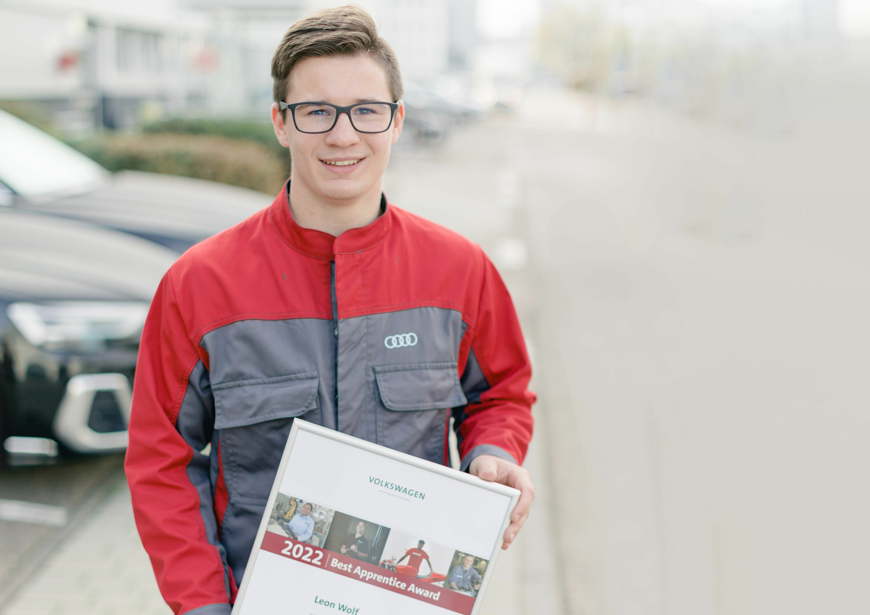 Seven locations, seven best apprentices: Audi’s top trainees in 2022 - Leon Wolf trained as a materials tester in metal technology at the Audi Neckarsulm site. He finished at the top of his class.