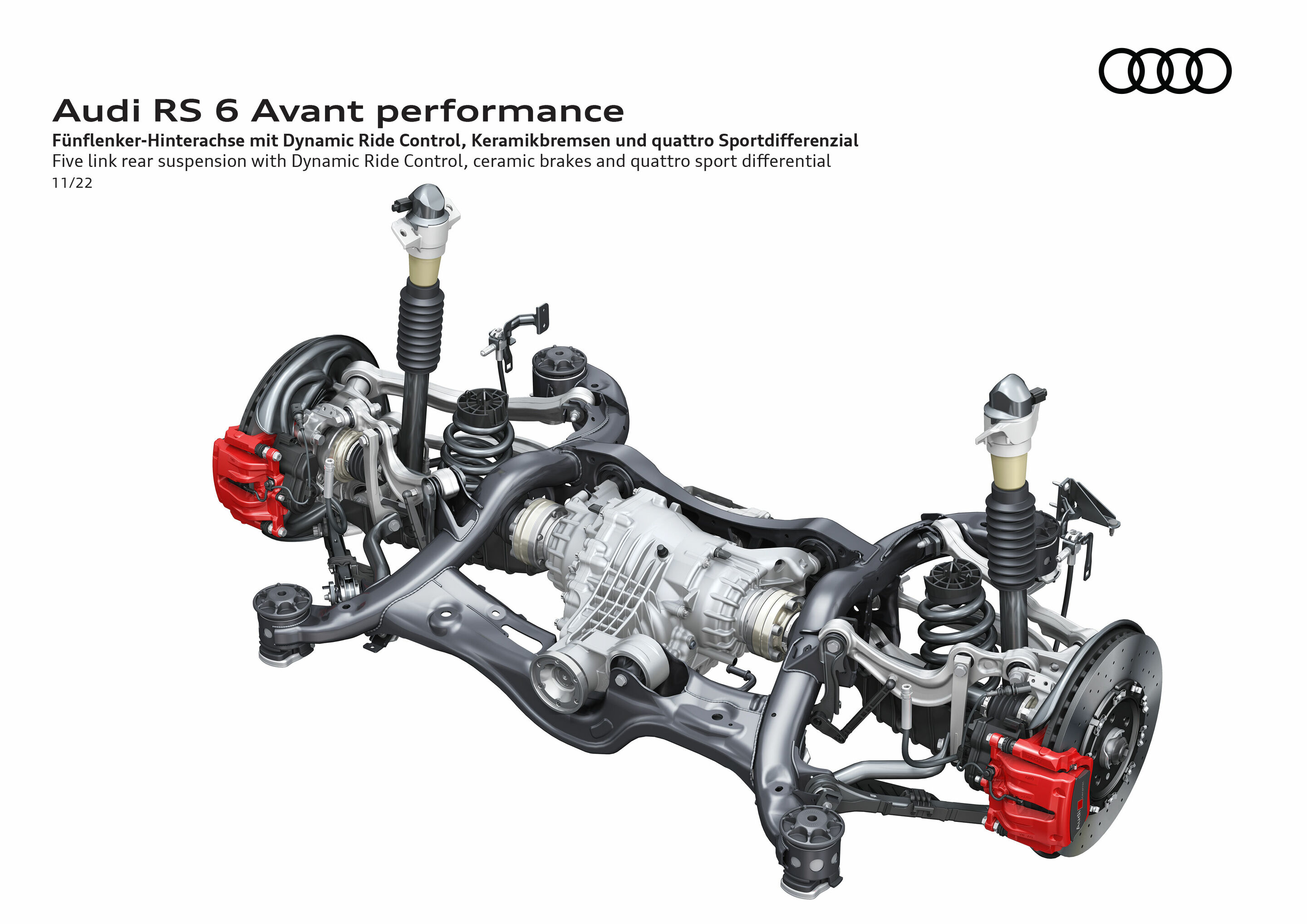 Illustration - Audi RS 6 Avant performance - Five link rear suspension with Dynamic Ride Control, ceramic brakes and quattro sport differential
