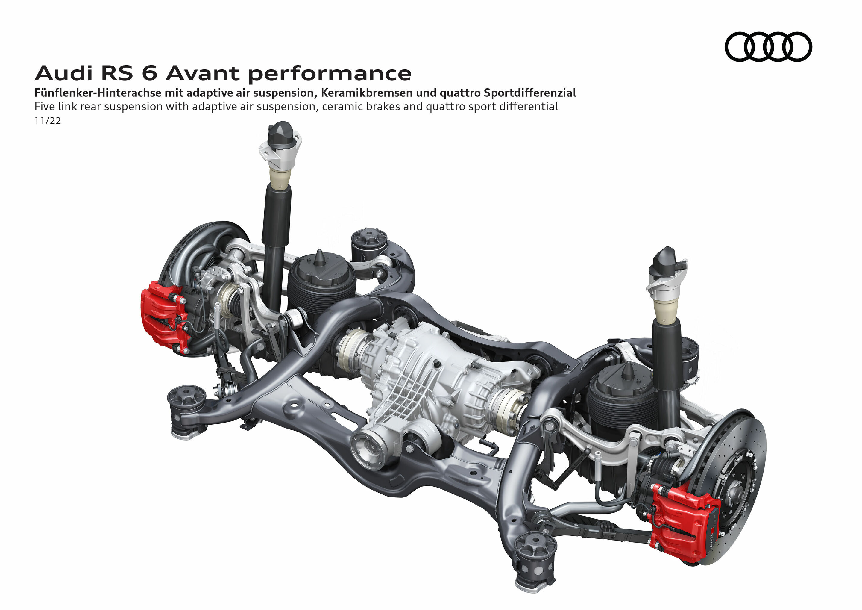 Illustration - Audi RS 6 Avant performance - Fünflenker-Hinterachse mit Dynamic Ride Control, Keramikbremsen und quattro Sportdifferenzial