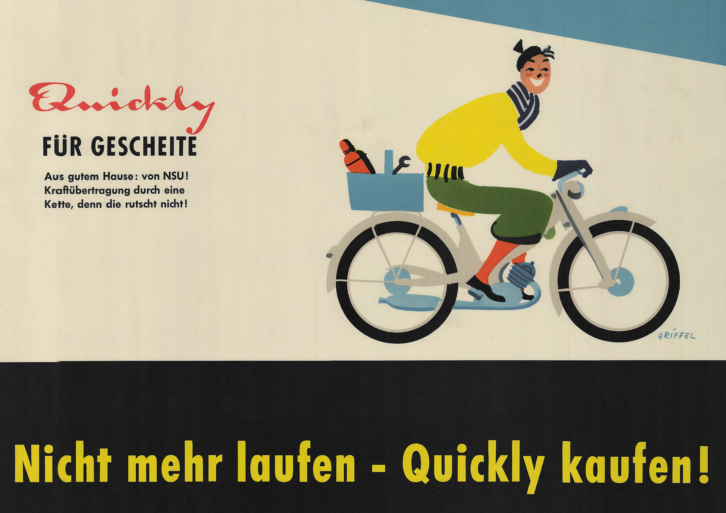 Traditionsmarke NSU und der Audi-Standort Neckarsulm: 150 Jahre Innovation und Transformation - Werbesprüche von NSU haben nicht selten Kultstatus erreicht – wie zum Beispiel der Slogan: „Nicht mehr laufen – Quickly kaufen!“.
