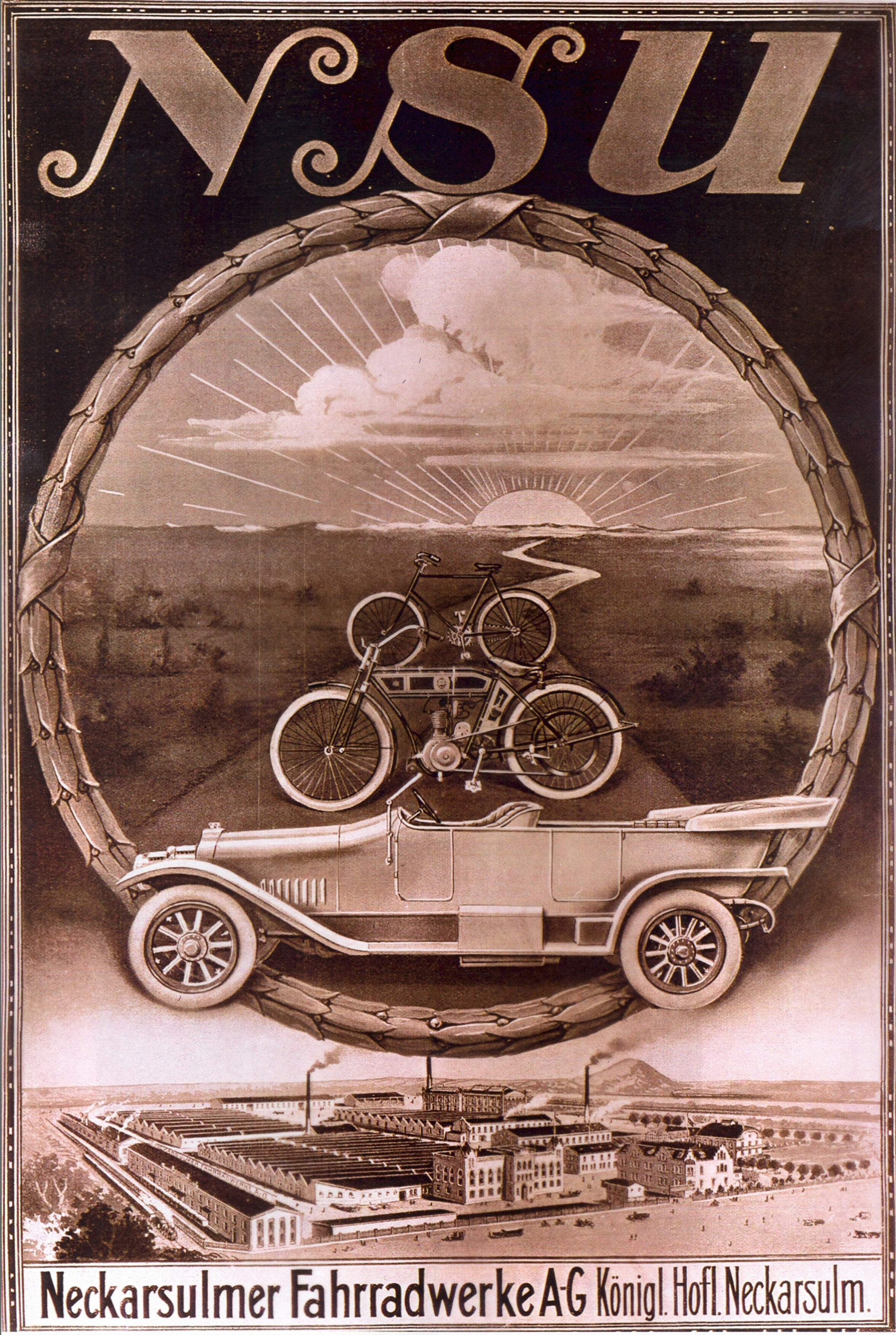 The traditional NSU brand and Audi’s Neckarsulm site: 150 years of innovation and transformation - NSU’s product range – automobiles, motorcycles, bicycles; an overview from 1912.