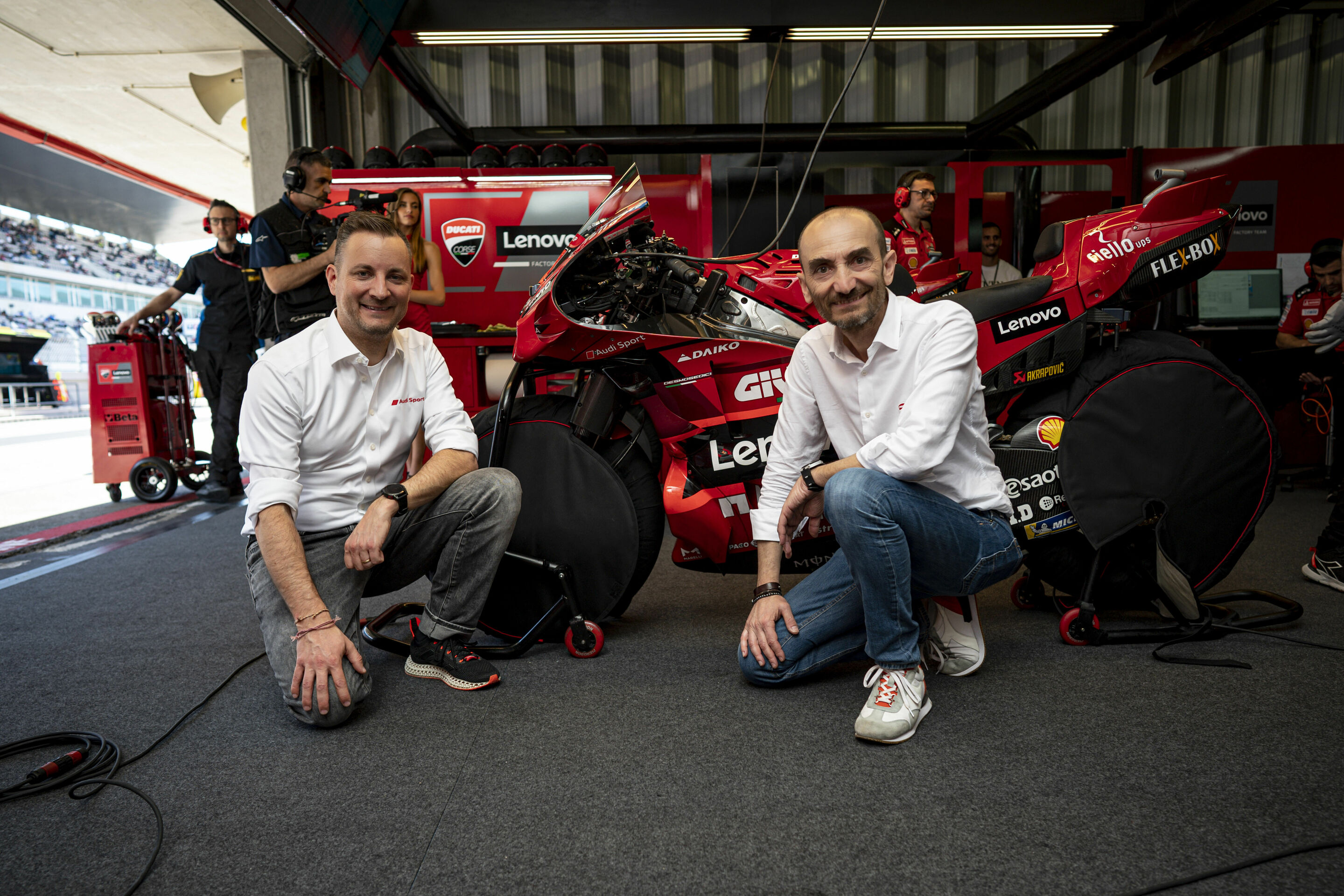 MotoGP 2023 - Dr. Sebastian Grams, Managing Director of Audi Sport GmbH;  Claudio Domenicali, CEO of Ducati Motor Holding