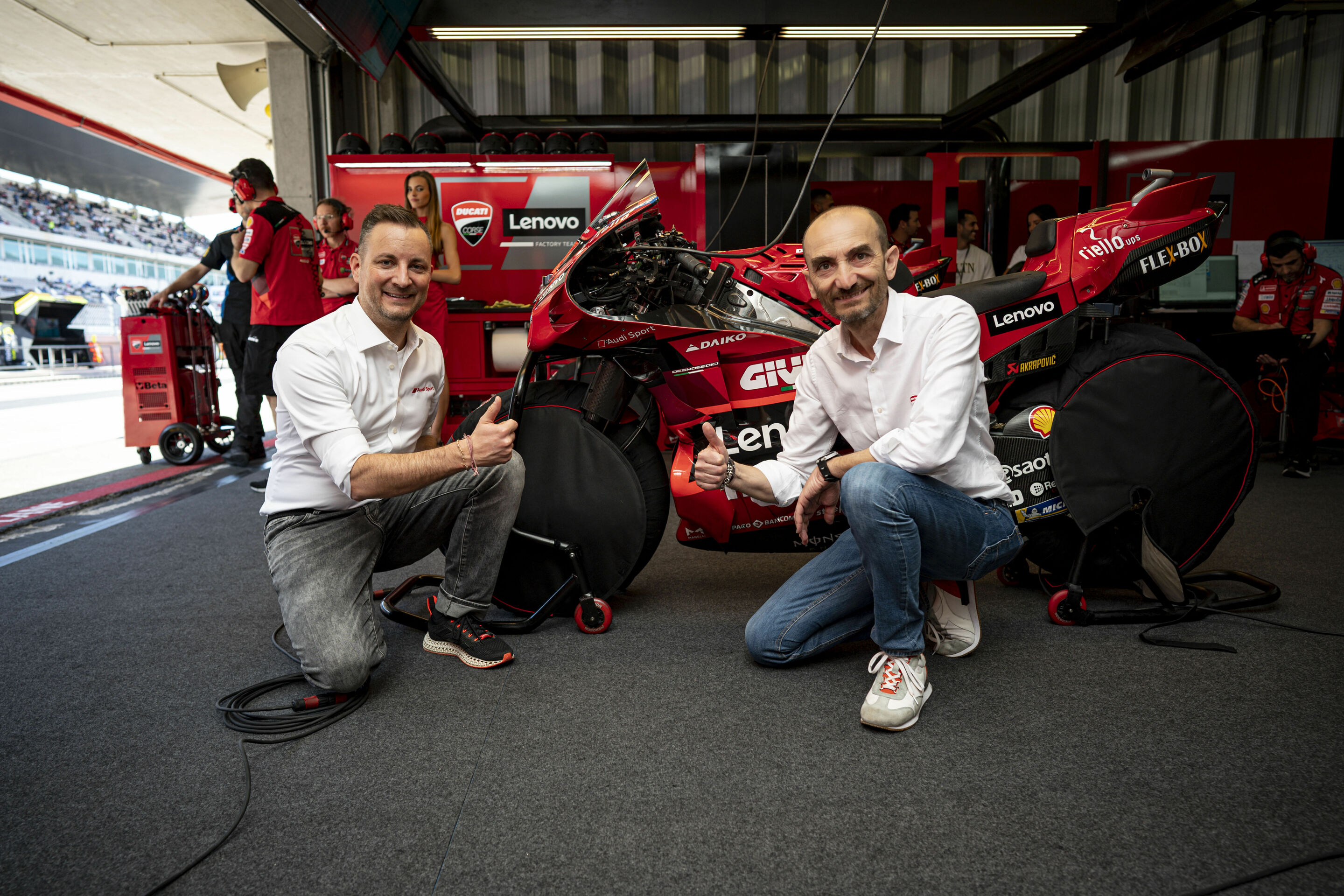 MotoGP 2023 - Dr. Sebastian Grams, Managing Director of Audi Sport GmbH,; Claudio Domenicali, CEO of Ducati Motor Holding