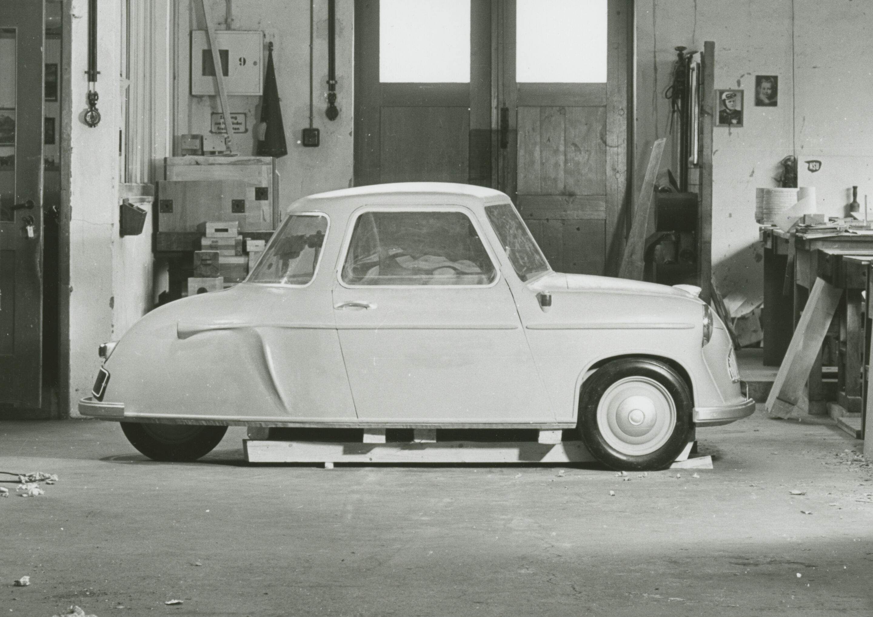 NSU didn’t go directly from two to four wheels - The development department first experimented with a three-wheeler called the “Max-Kabine”.