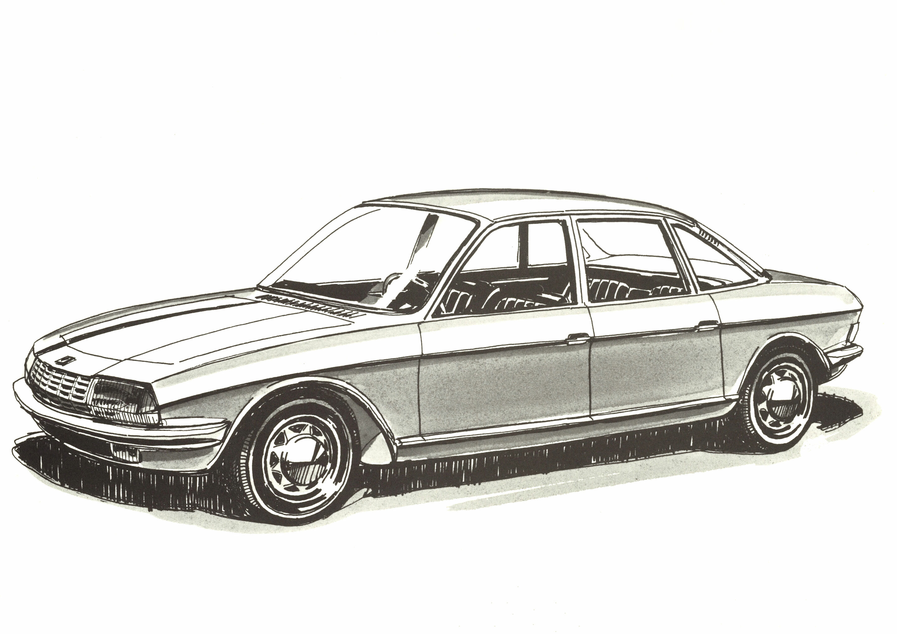 Designzeichnung des NSU Ro 80 - Designzeichnung des NSU Ro 80