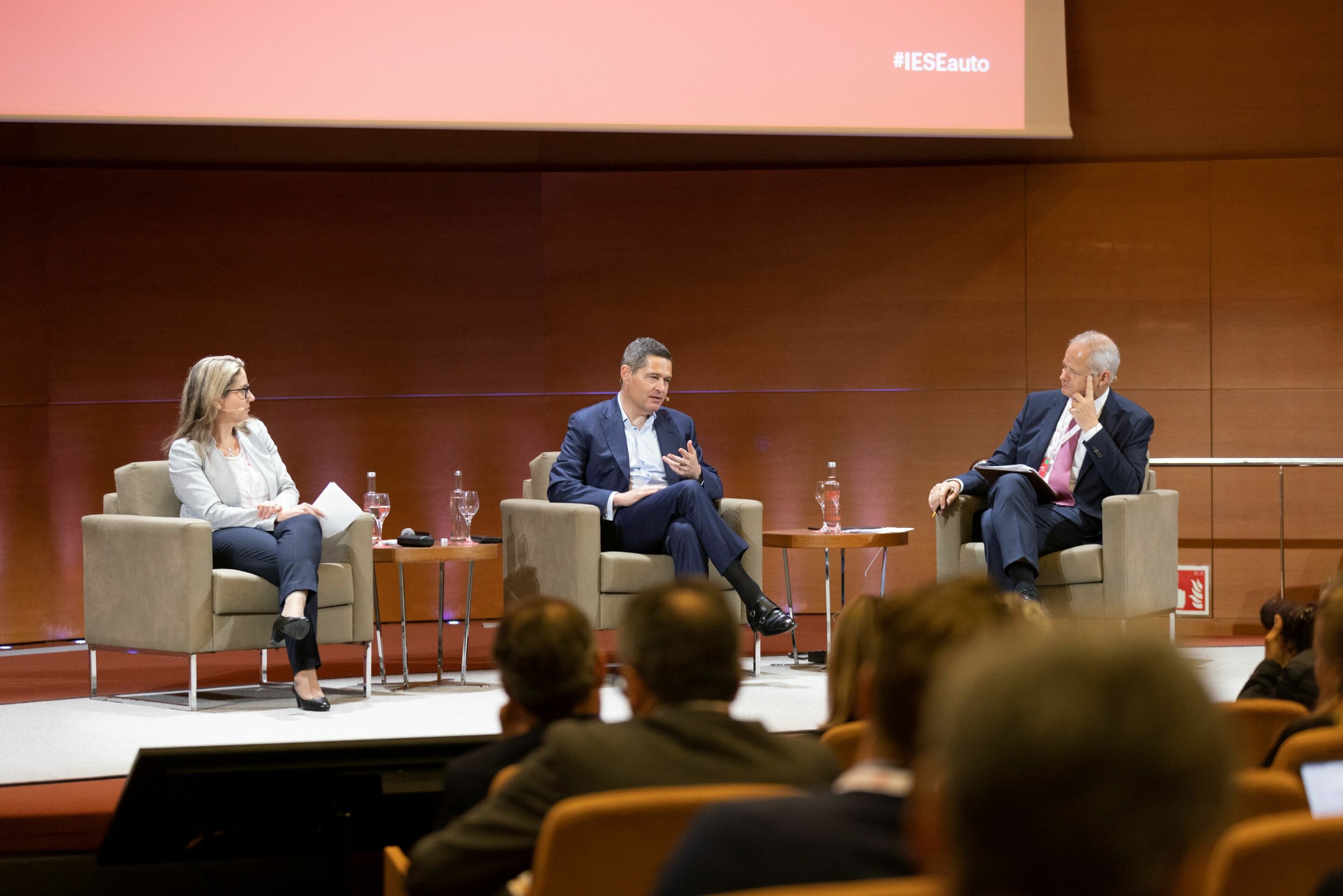 37th IESE Mobility Meeting in Barcelona - Xavier Ros, CHRO, AUDI AG in discussion with Dr. Natalia Noblet, SVP EMEA, ZF and Prof. Marc Sachon, IESE about the challenges of talent acquisition and talent retention in the era of new mobility
