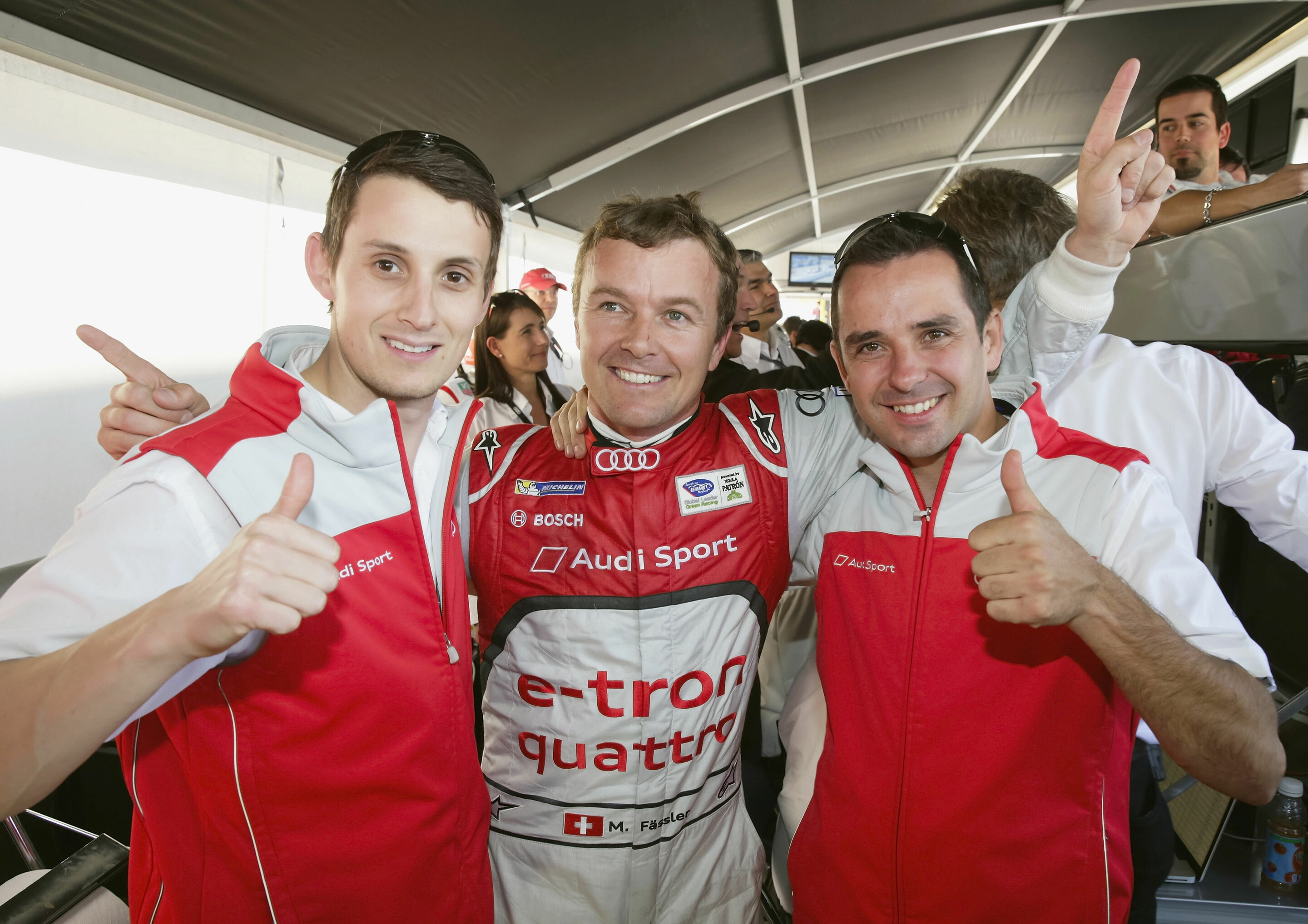 Oliver Jarvis (GB), Marcel Fässler (CH) and Benoît Tréluyer (F)