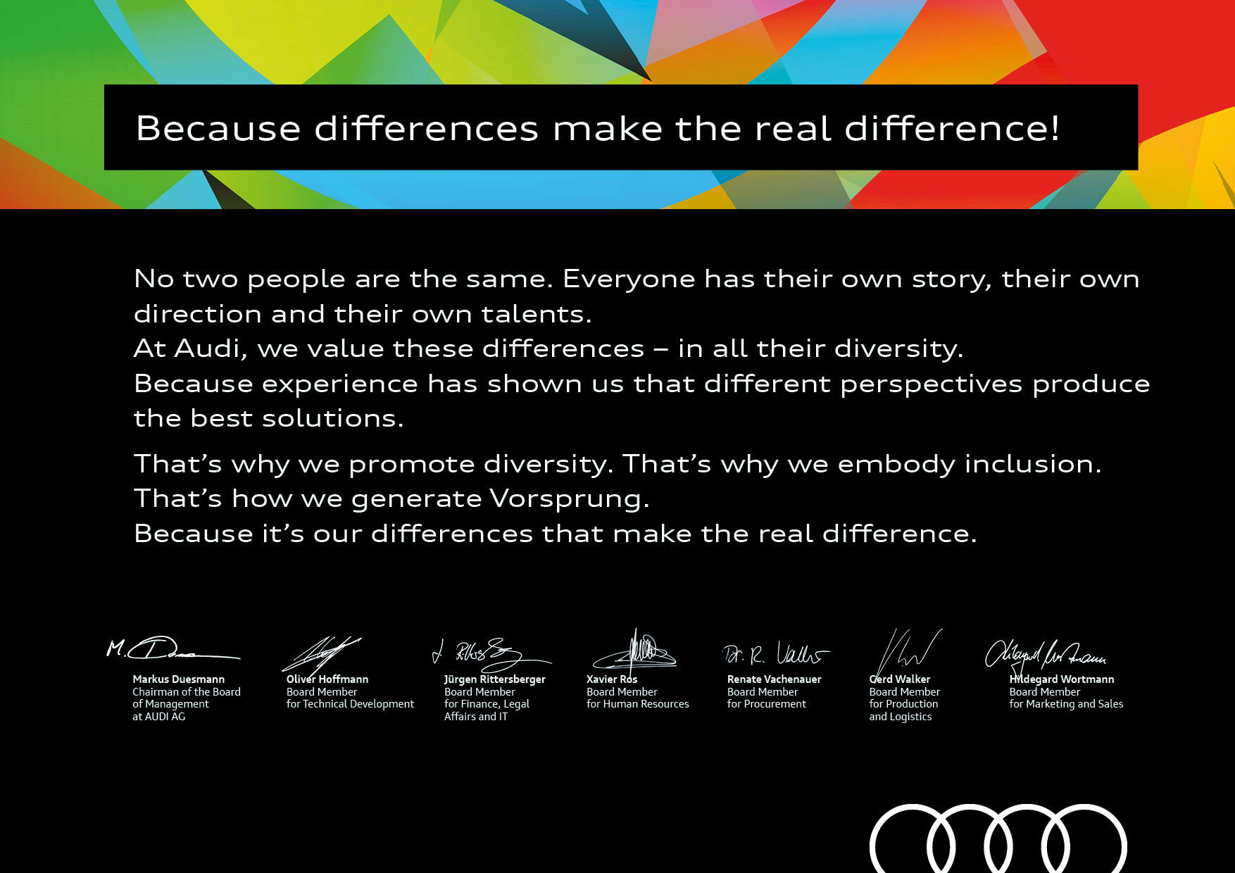 Infographic - Audi steps up on diversity & inclusion - The diversity manifesto was signed by the entire Audi Board of Management.