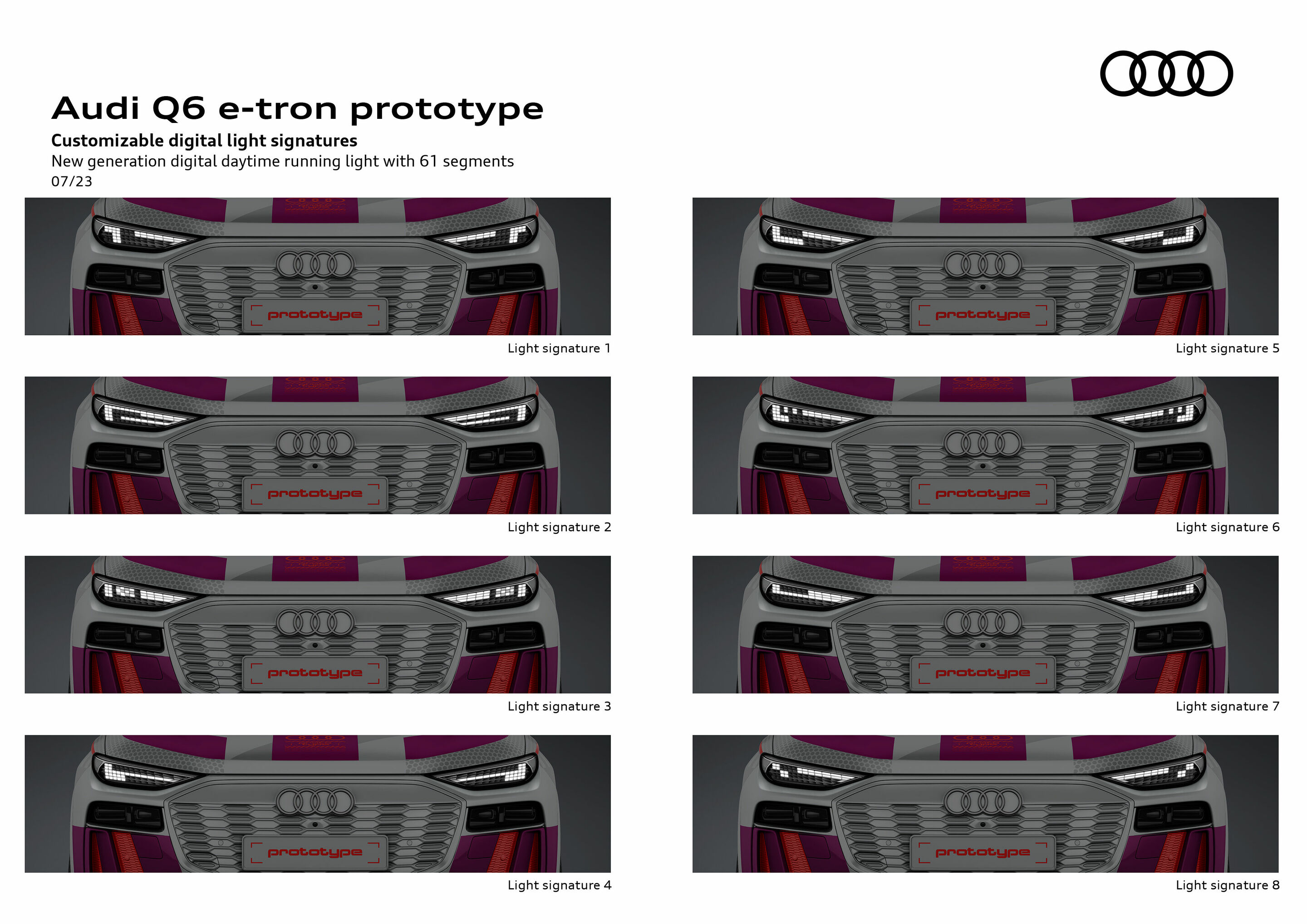 Illustration - Audi Q6 e-tron prototype - Customizable digital light signatures