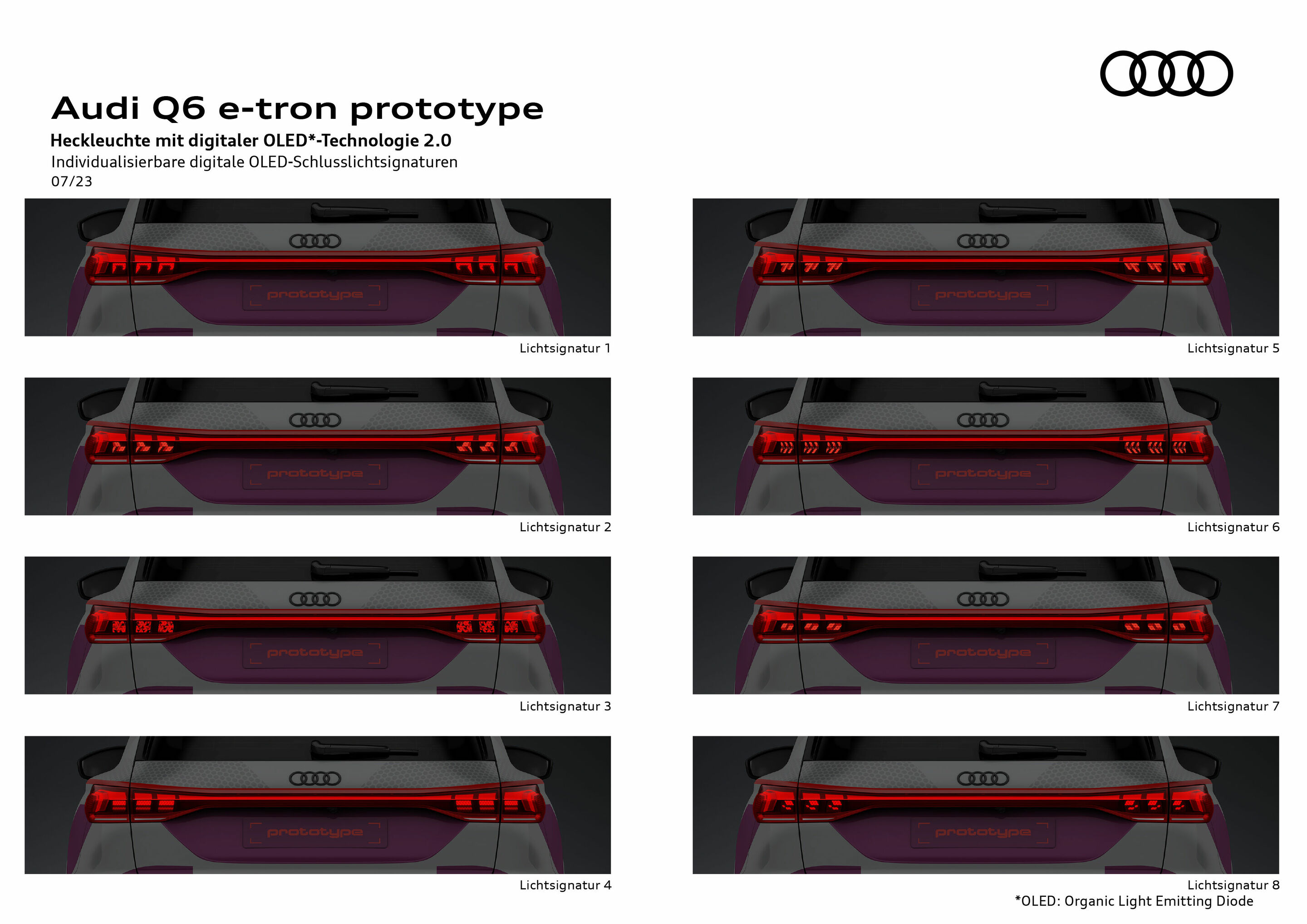 Illustration - Audi Q6 e-tron Prototyp - Heckleuchte mit digitaler OLED-Technologie 2.0