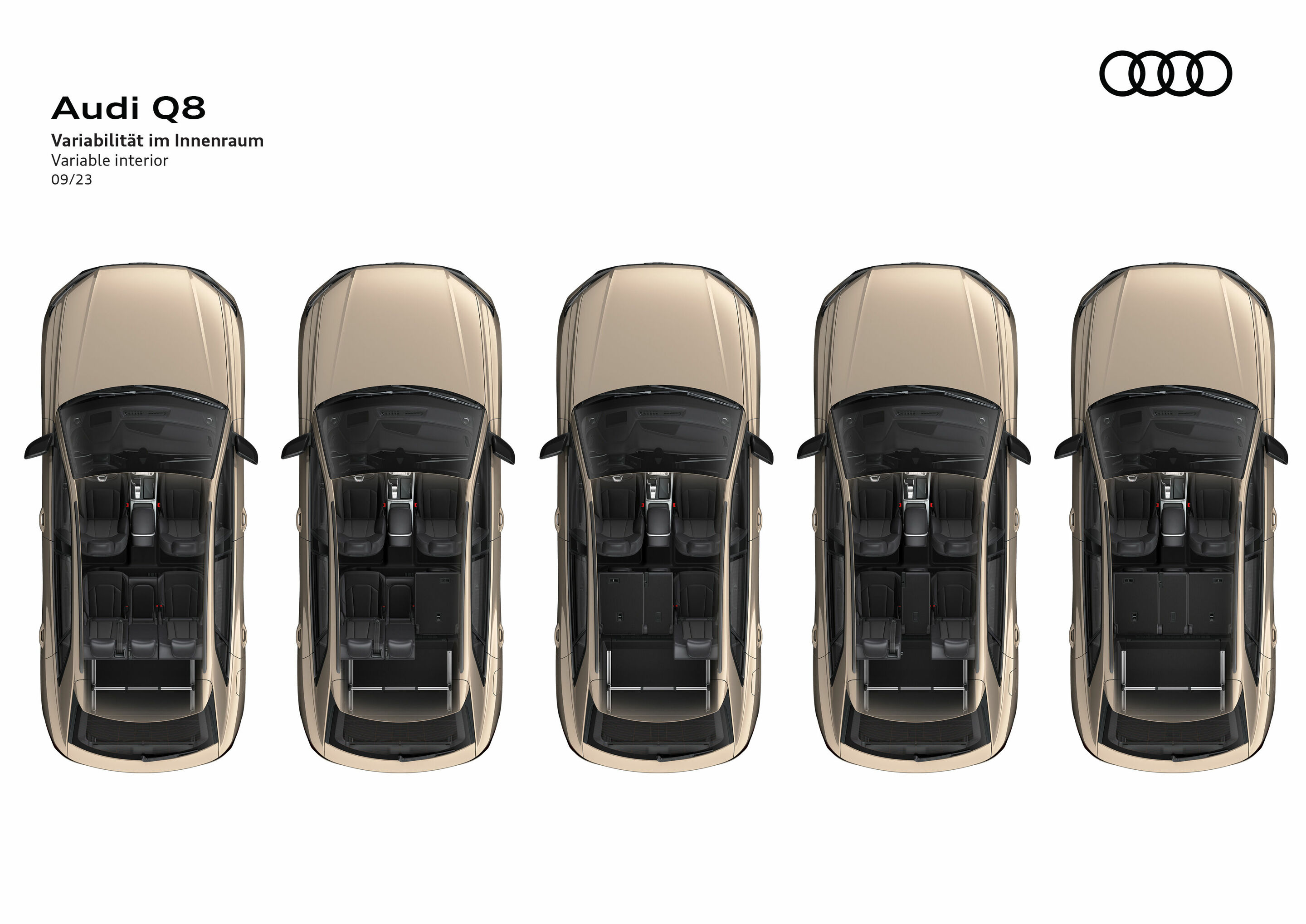Illustration - Audi Q8 - Variabilität im Innenraum