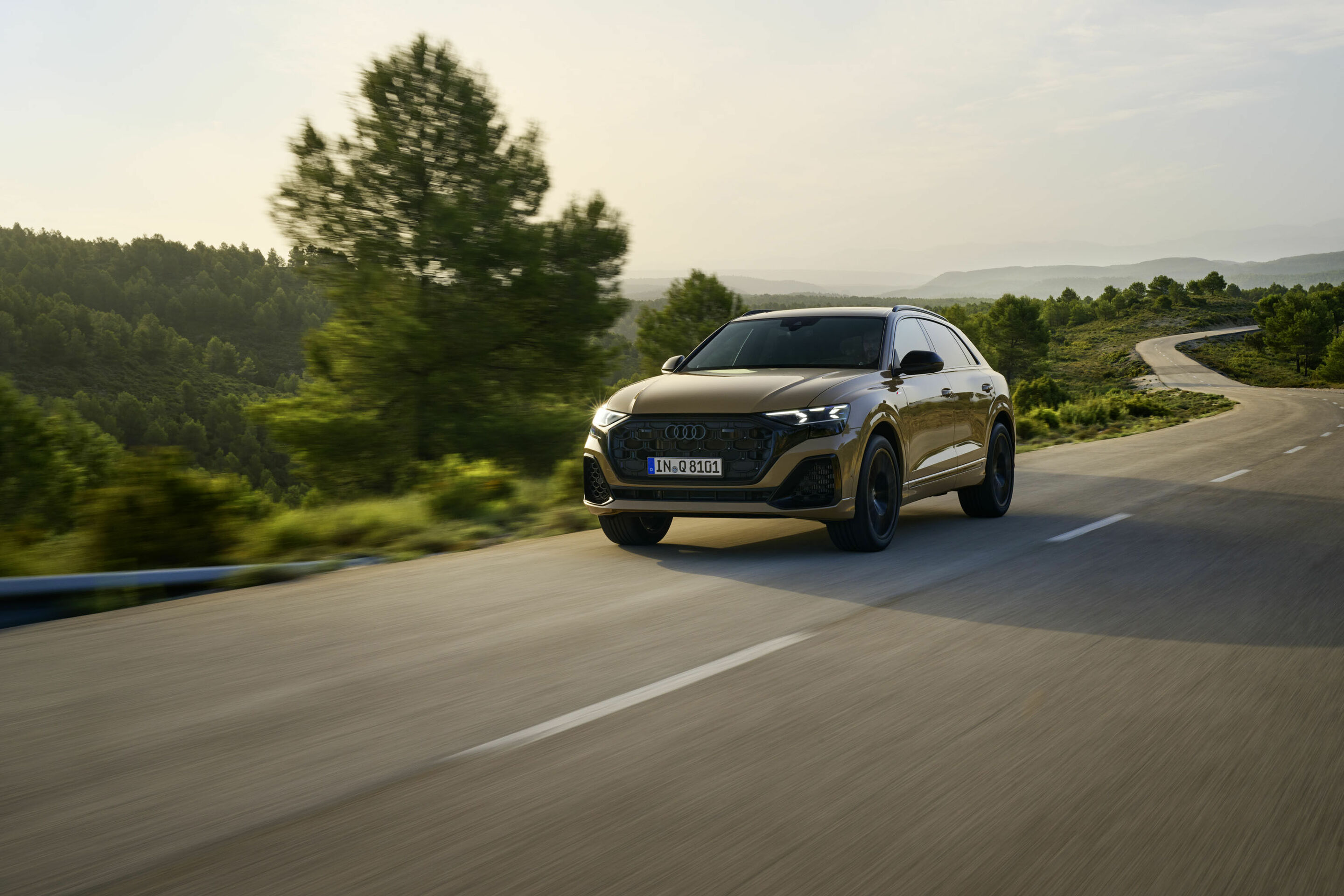 Audi Q8 - Dynamic photo,
Colour: Sakhir gold metallic
