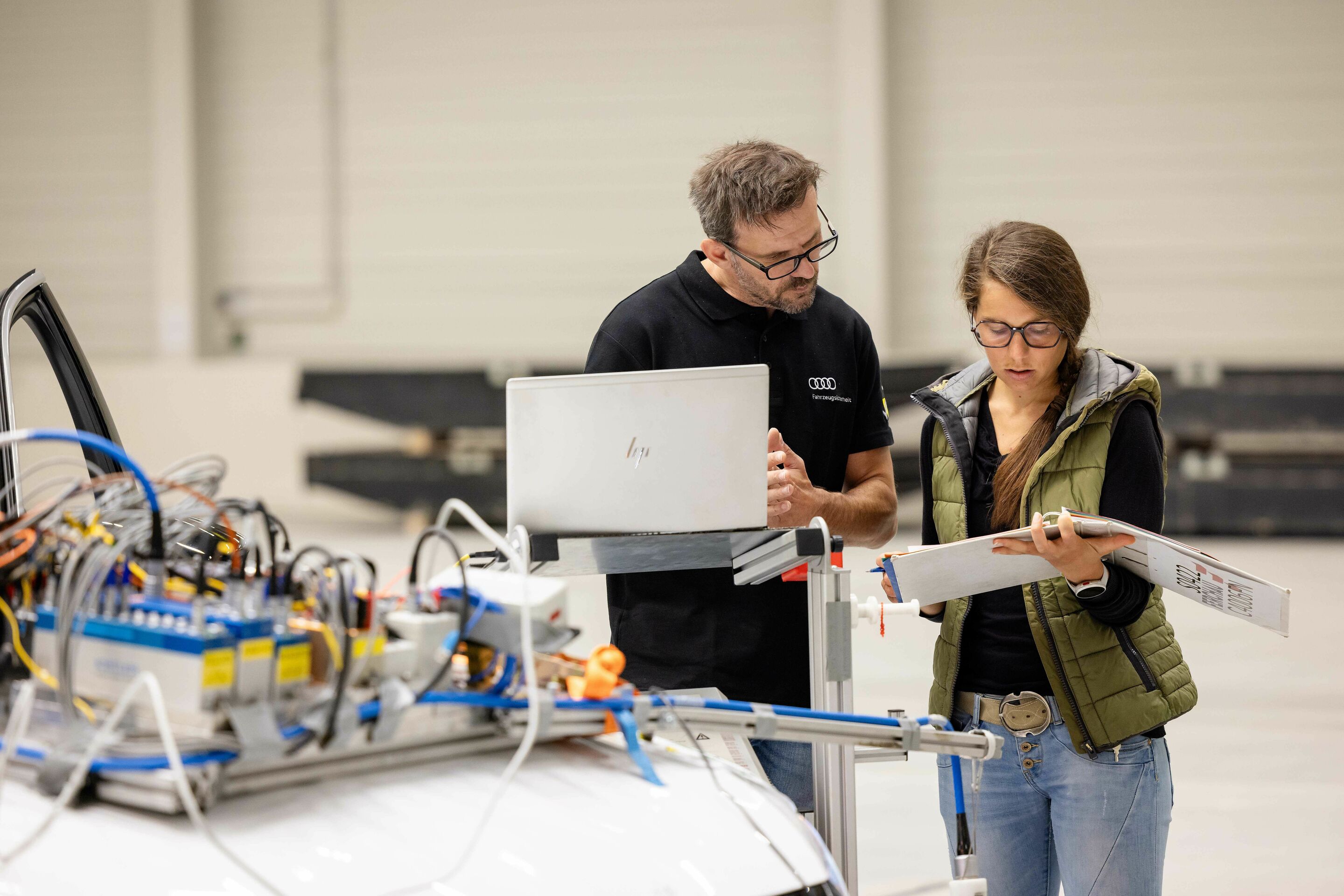 incampus opens in Ingolstadt - Preparations for a crash test at the new Vehicle Safety Center