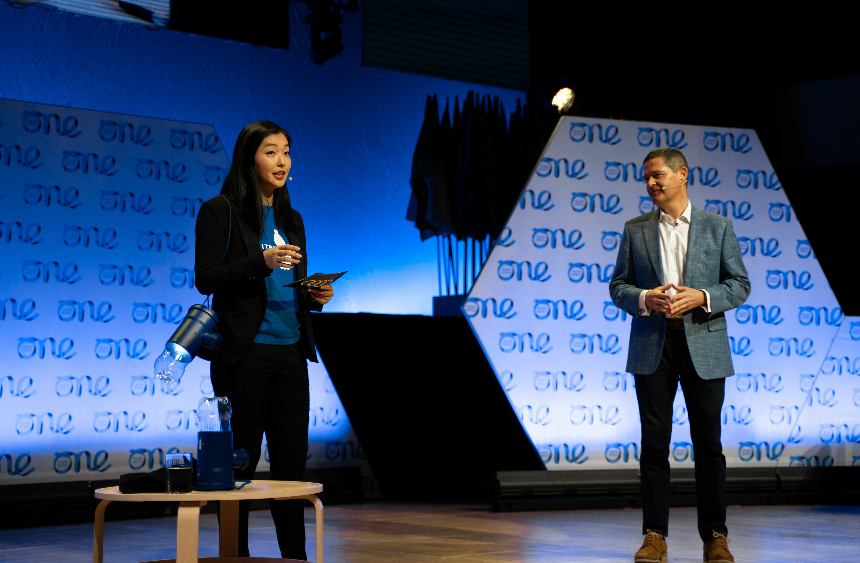 Audi at the One Young World Summit - Xavier Ros, Member of the Board of Management for Human Resources at AUDI AG, and Laís Higashi from Litro de Luz Brasil discuss their innovation to bring solar-powered light to remote areas in the Amazon region.