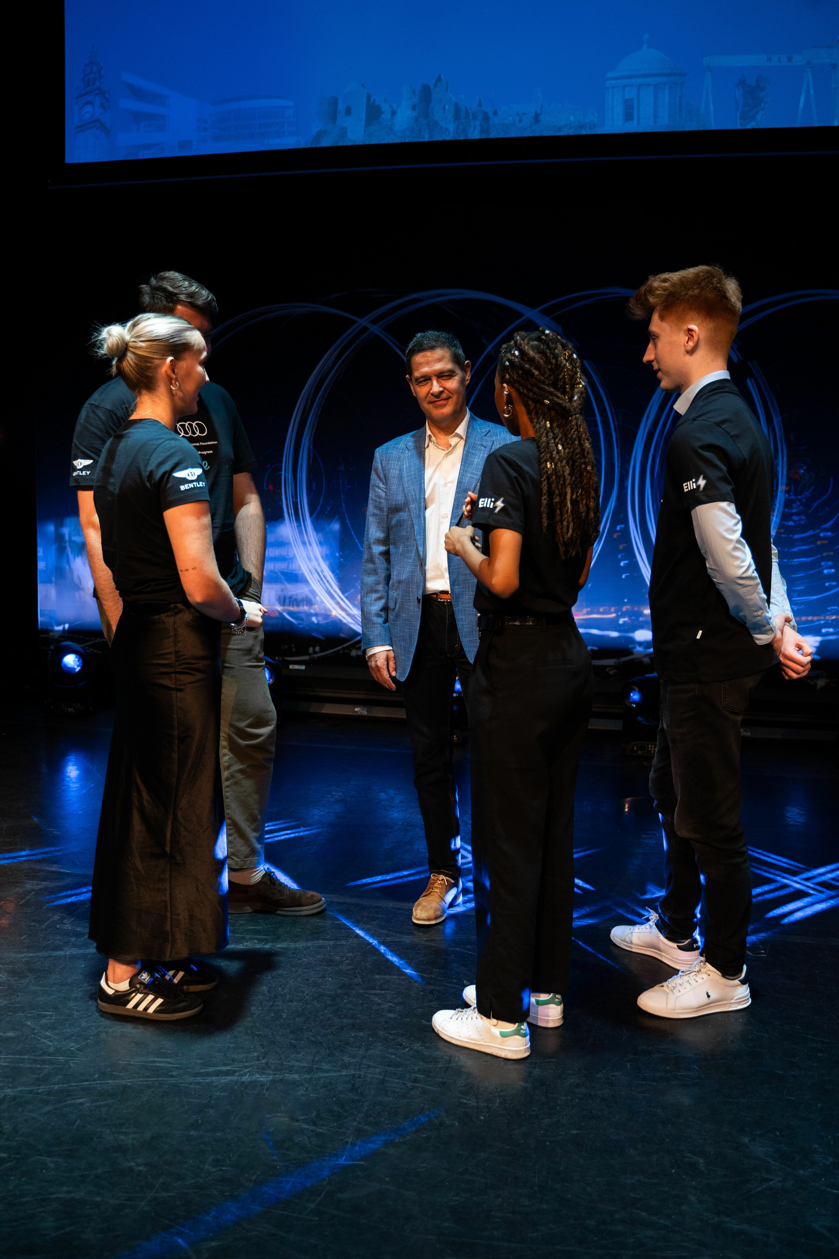 Audi at the One Young World Summit - Xavier Ros, Member of the Board of Management for Human Resources at AUDI AG, talking with young talent at the One Young World Summit in Belfast.
