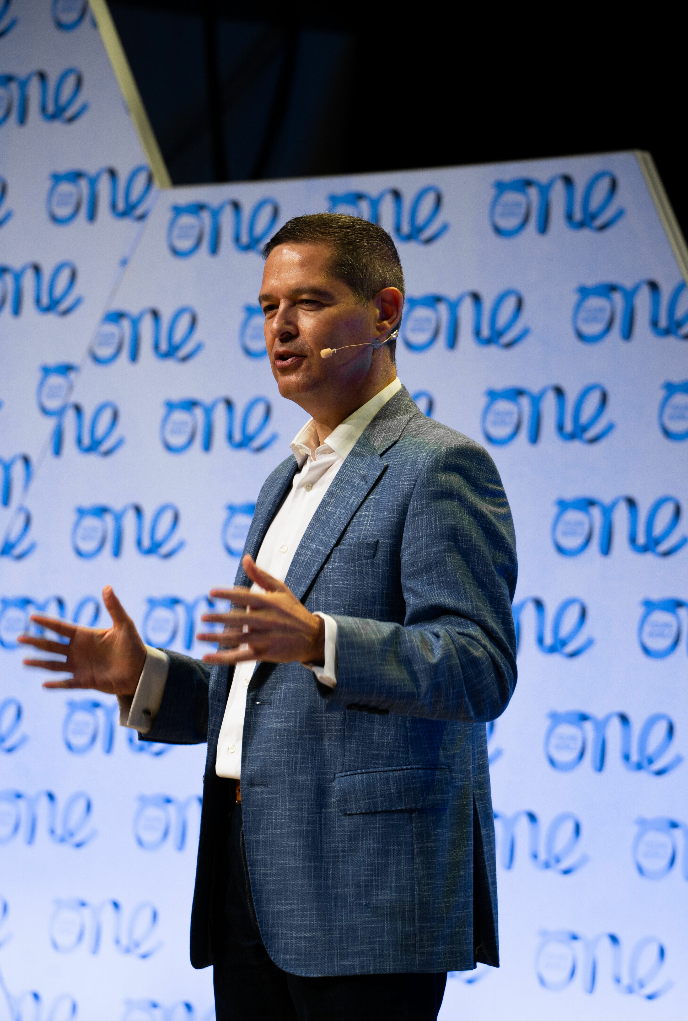 Audi at the One Young World Summit - Xavier Ros, Member of the Board of Management for Human Resources at AUDI AG, during his keynote address at the One Young World Summit in Belfast.