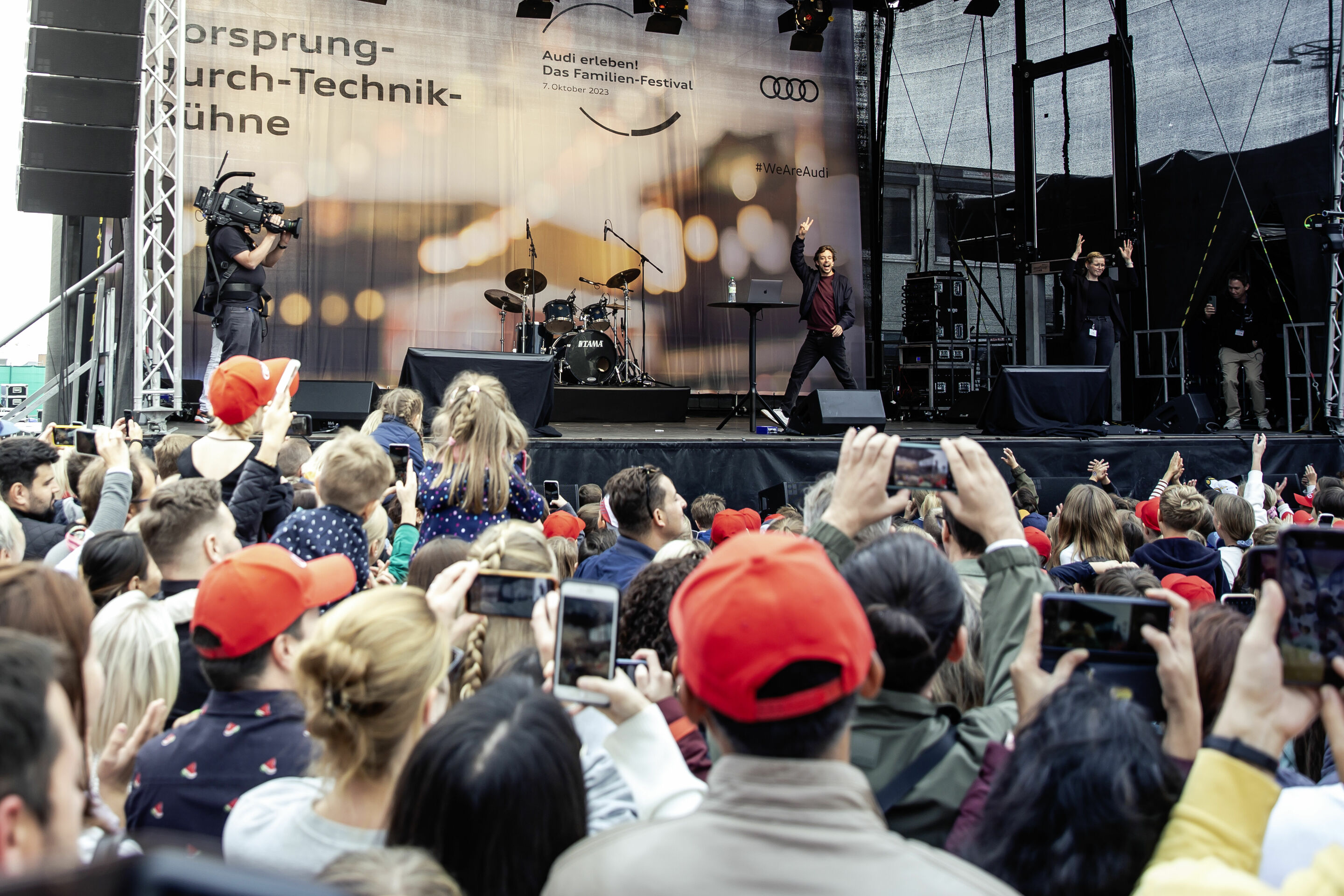 Audi celebrates Family Festival - Great atmosphere at the Audi Family Festival on October 7, 2023 in Ingolstadt: TV star Tobias Krell, known as Checker Tobi, brings his interactive show to the stage.