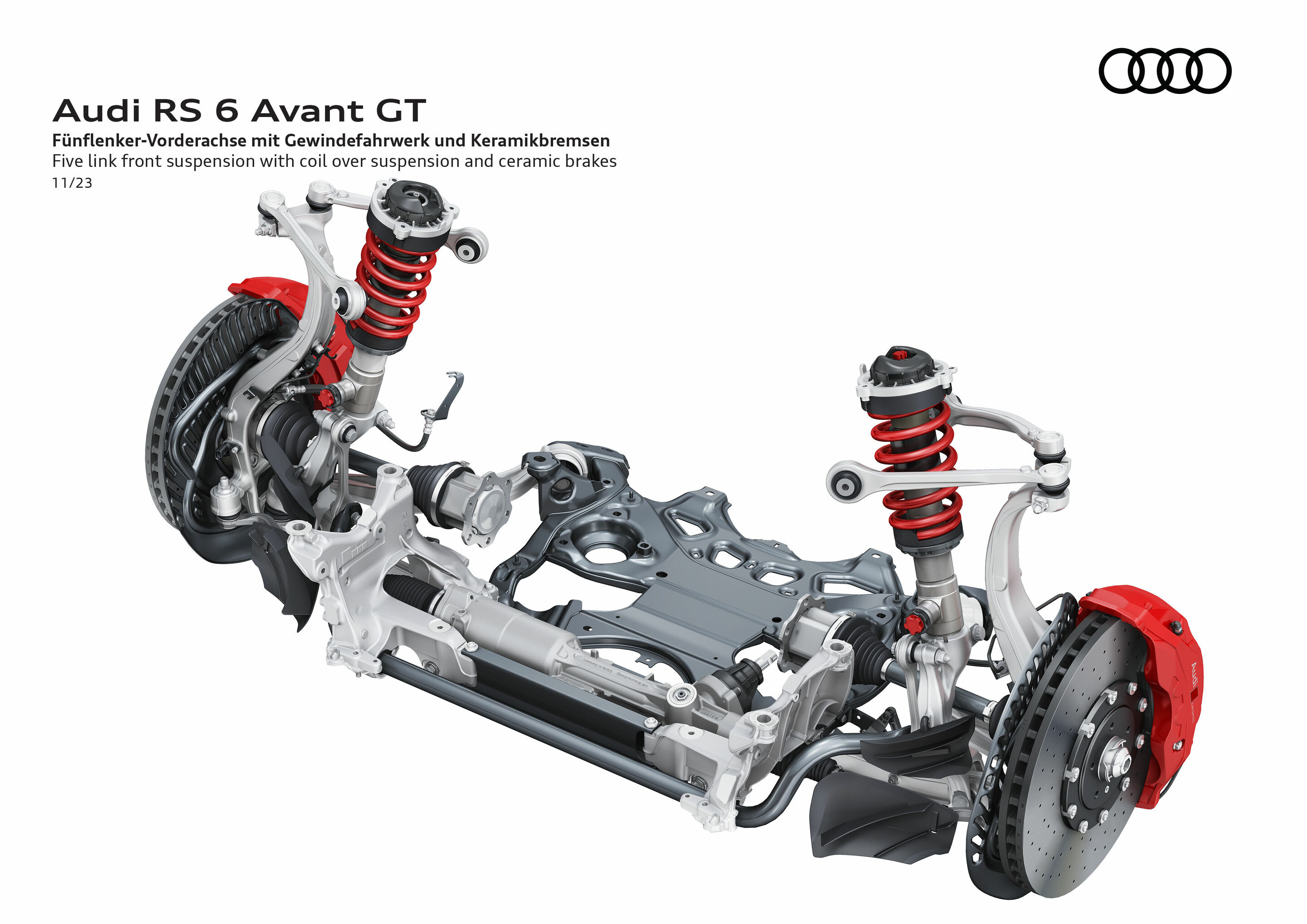 Illustration - Audi RS 6 Avant GT - Five link front suspension with coil over suspension and ceramic brakes