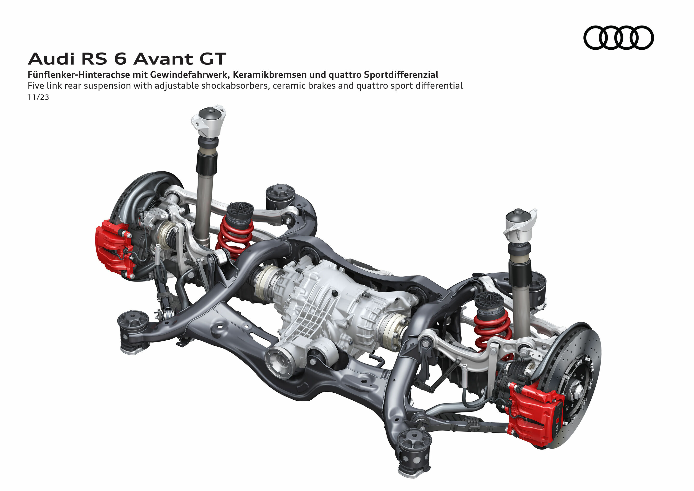 Illustration - Audi RS 6 Avant GT - Fünflenker-Hinterachse mit Gewindefahrwerk, Keramikbremsen und quattro Sportdifferenzial