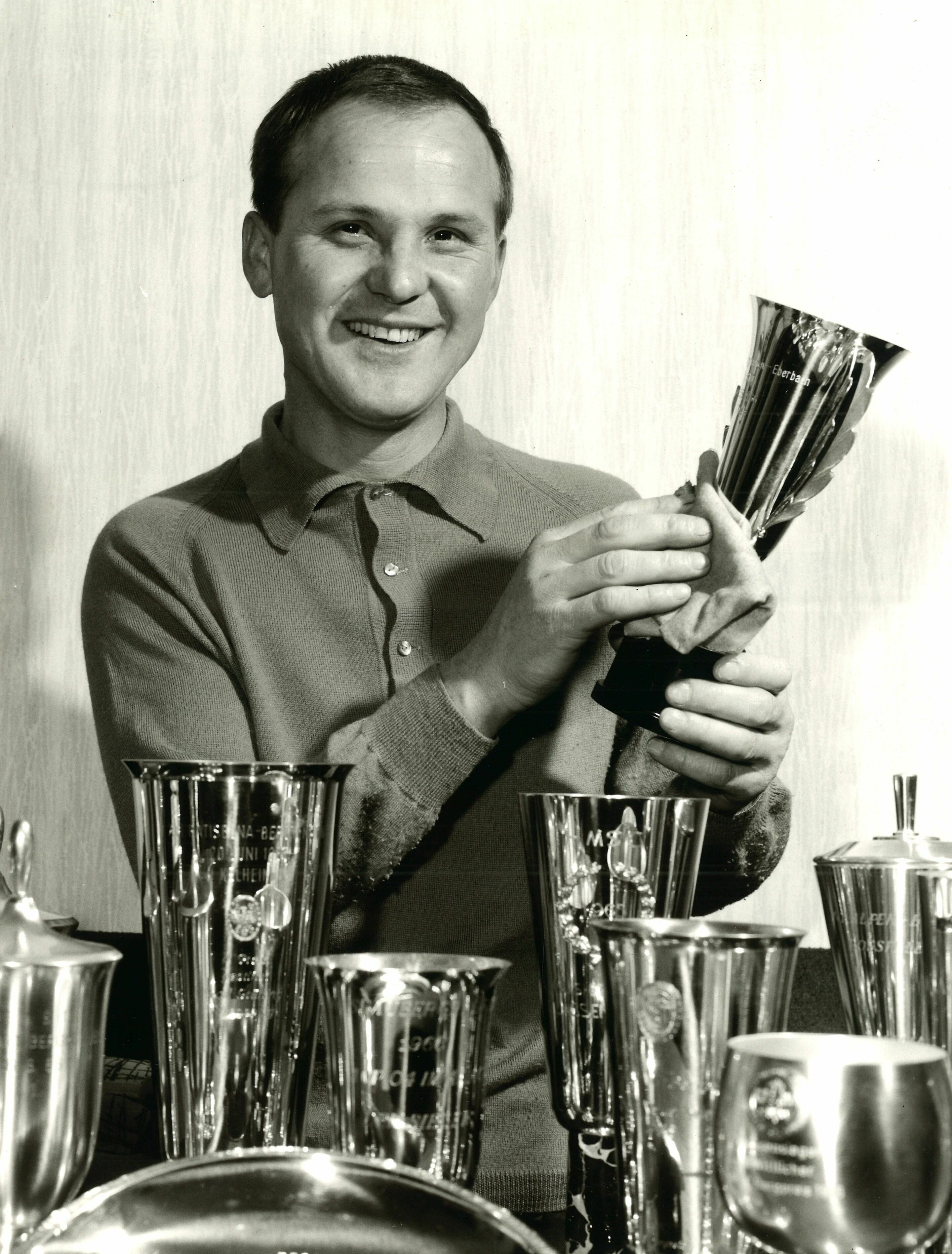From the NSU Prinz to Bergmeister - A winning guy: Siegfried Spiess. Shown here with some of his trophies.