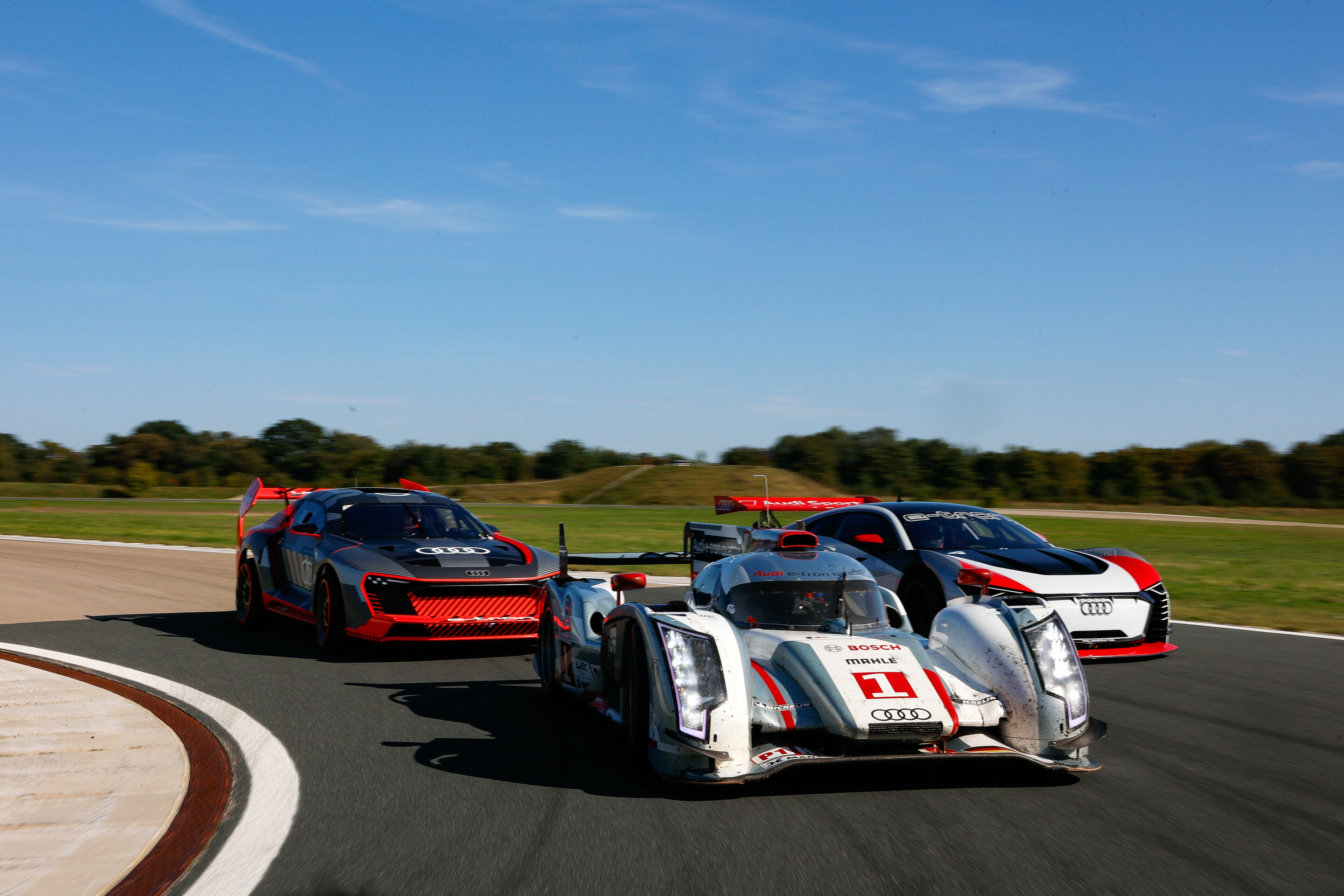 e-tron on track 2023 - Audi S1 e-tron quattro Hoonitron, Audi R18 e-tron quattro, Audi e-tron Vision Gran Turismo